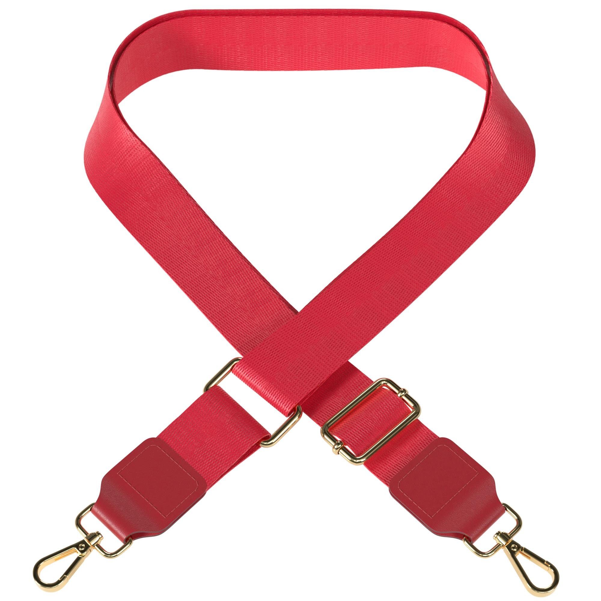EAZY CASE Schulterriemen unifarbend universal - Schultergurte für Rot Boho Taschenriemen Gold Rot Wechselband Metall verstellbar Taschen Festivalbag