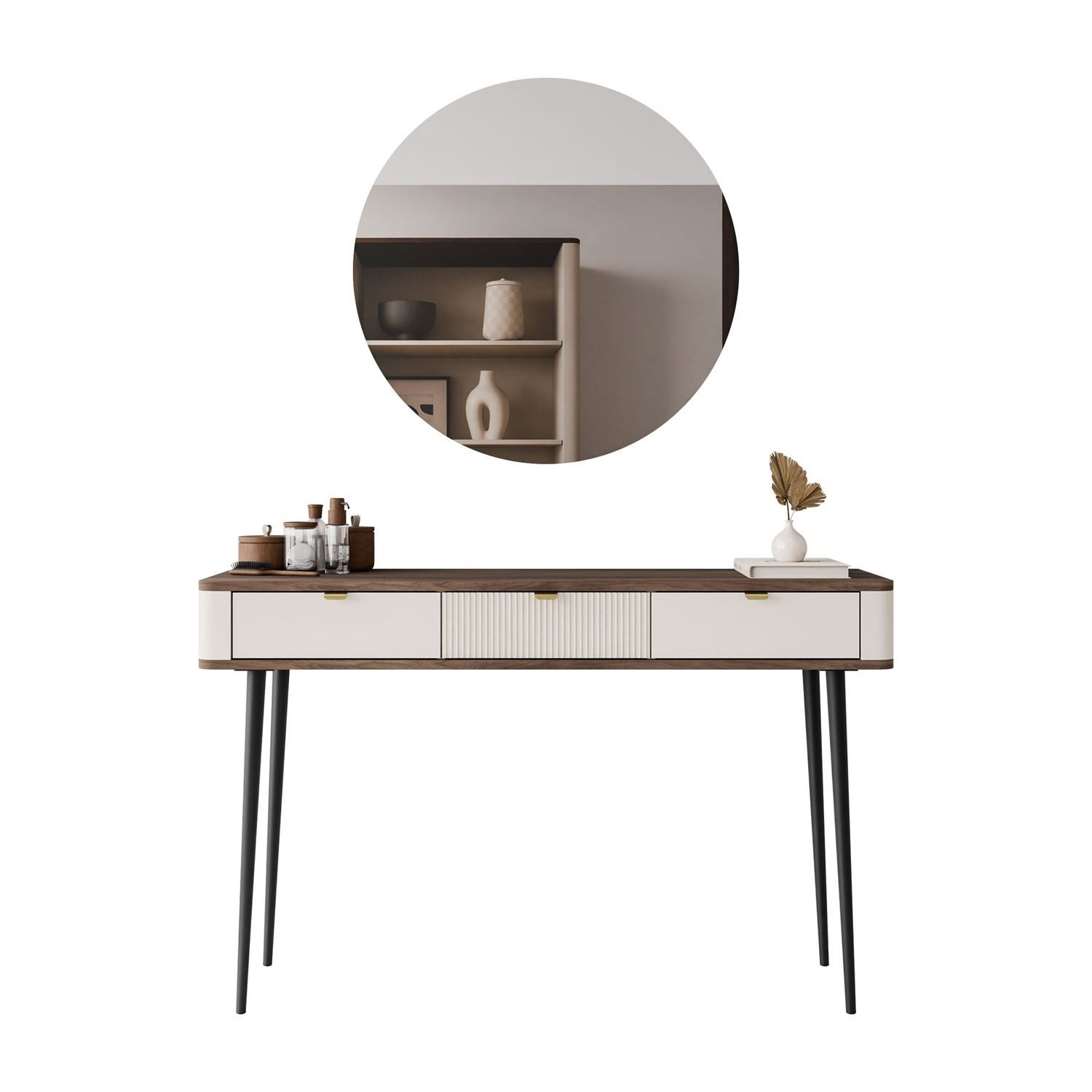 Lookway Schminktisch AUTUMN mit rundem Spiegel