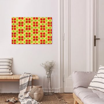 wandmotiv24 Leinwandbild Retrokreise Orange Muster, Abstrakt (1 St), Wandbild, Wanddeko, Leinwandbilder in versch. Größen