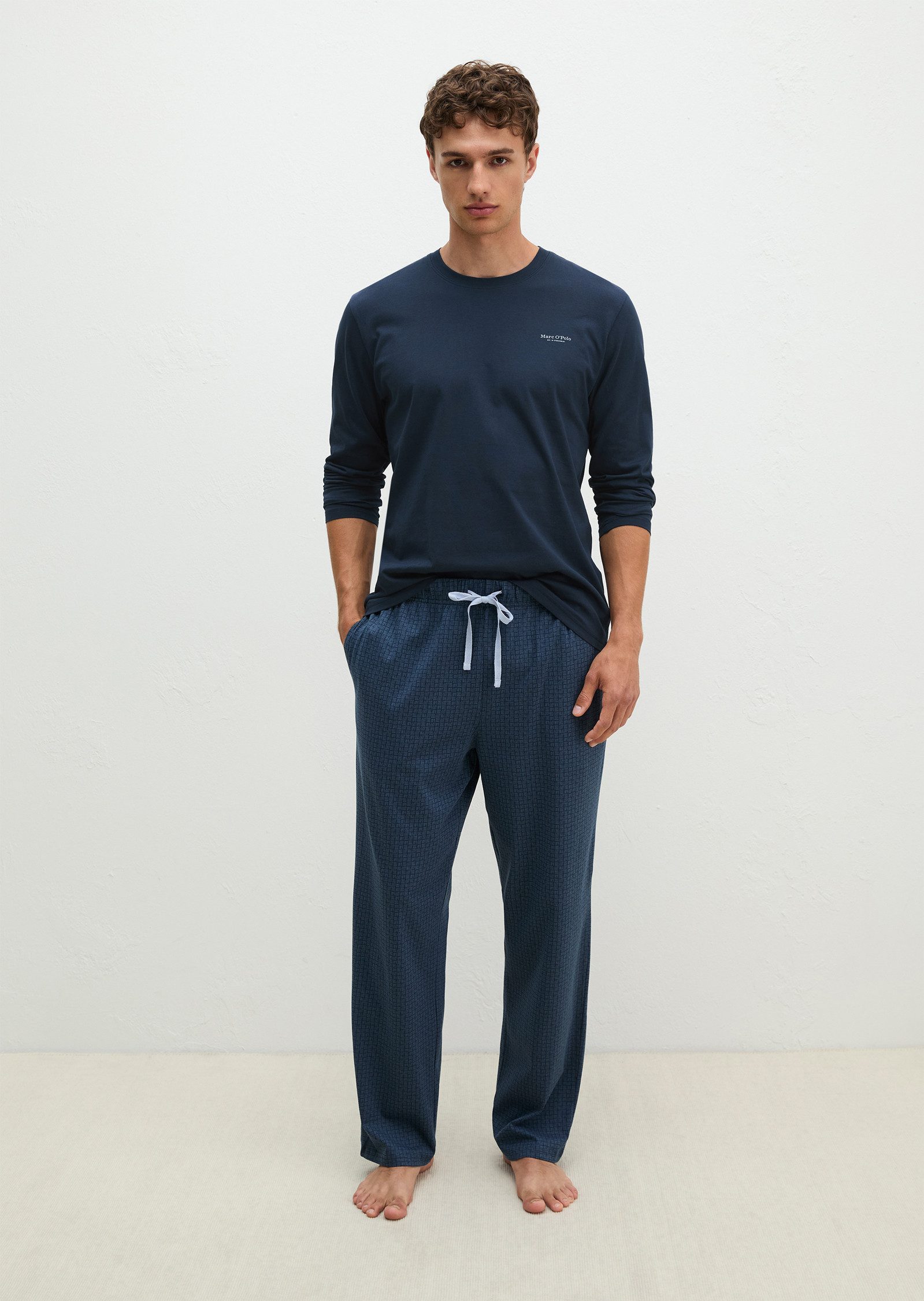 Marc O'Polo Pyjama Mix & Match Cotton aus Baumwoll-Jersey, mit geometrischen Prints und feinen Streifen