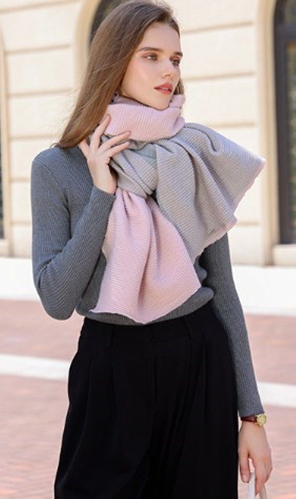 XDeer Modeschal Damen Halstuch in Schal Poncho feine Farben Winter Linie,Damen pink Geschenk verschiedenen zweiseitige für Frauen Qualität, Schal,XL