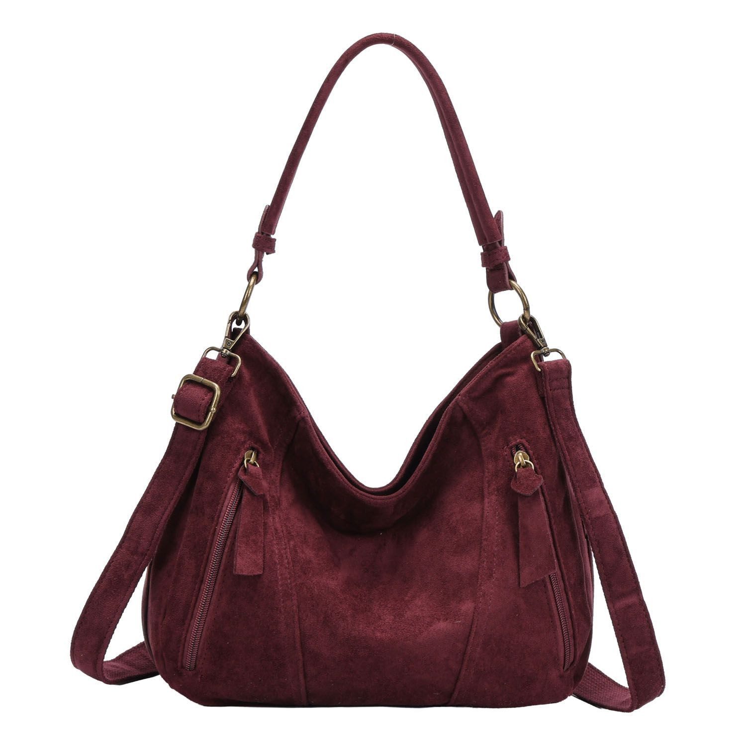 ITALYSHOP24 Schultertasche Damen Tasche Shopper Hobo-Bag Crossbody CrossOver, als Handtasche, Umhängetasche, Shopper tragbar