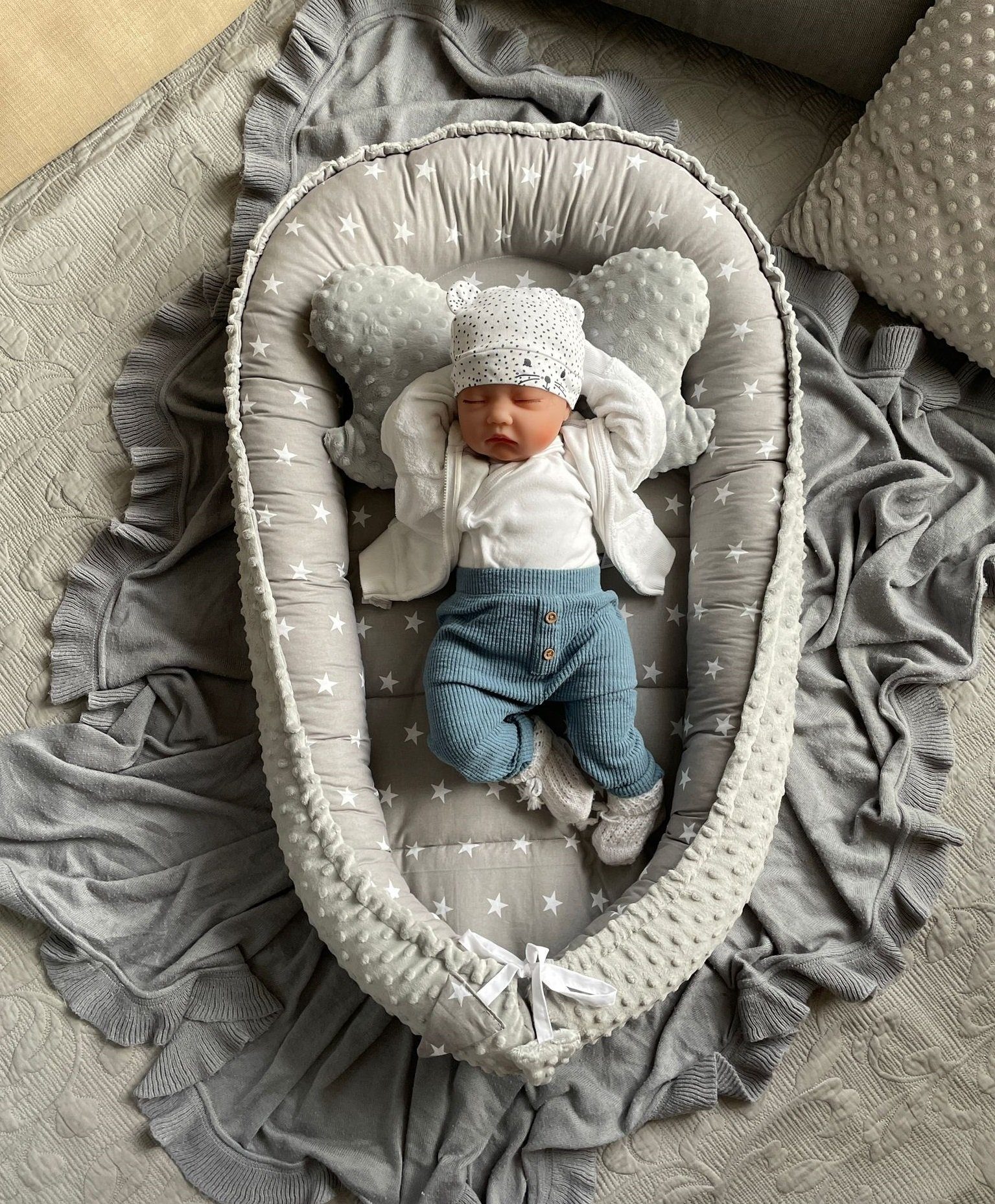 Loolay Bettnestchen MINKY/ Baumwolle BABYNEST Babykokon Geschenk Babyaussta günstig online kaufen