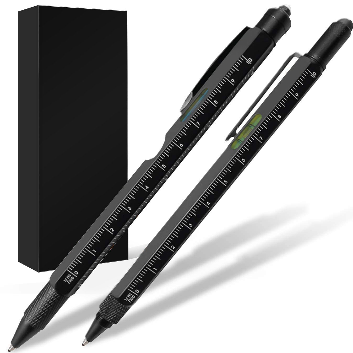 Vaxiuja Kugelschreiber Multi-Tool 2Pc Pen Set - LED-Licht, Touchscreen-Stift, Lineal