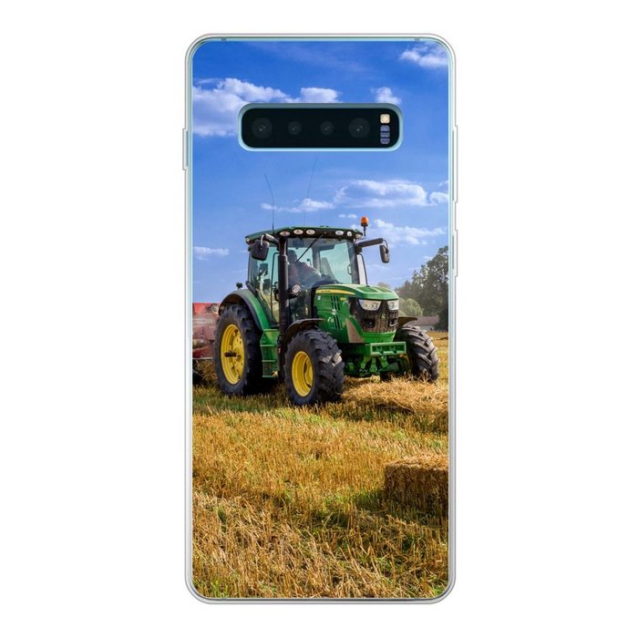 MuchoWow Handyhülle Traktor - Bauernhof - Heu - Feld - Sonne - Landleben Phone Case Handyhülle Samsung Galaxy S10+ Silikon Schutzhülle
