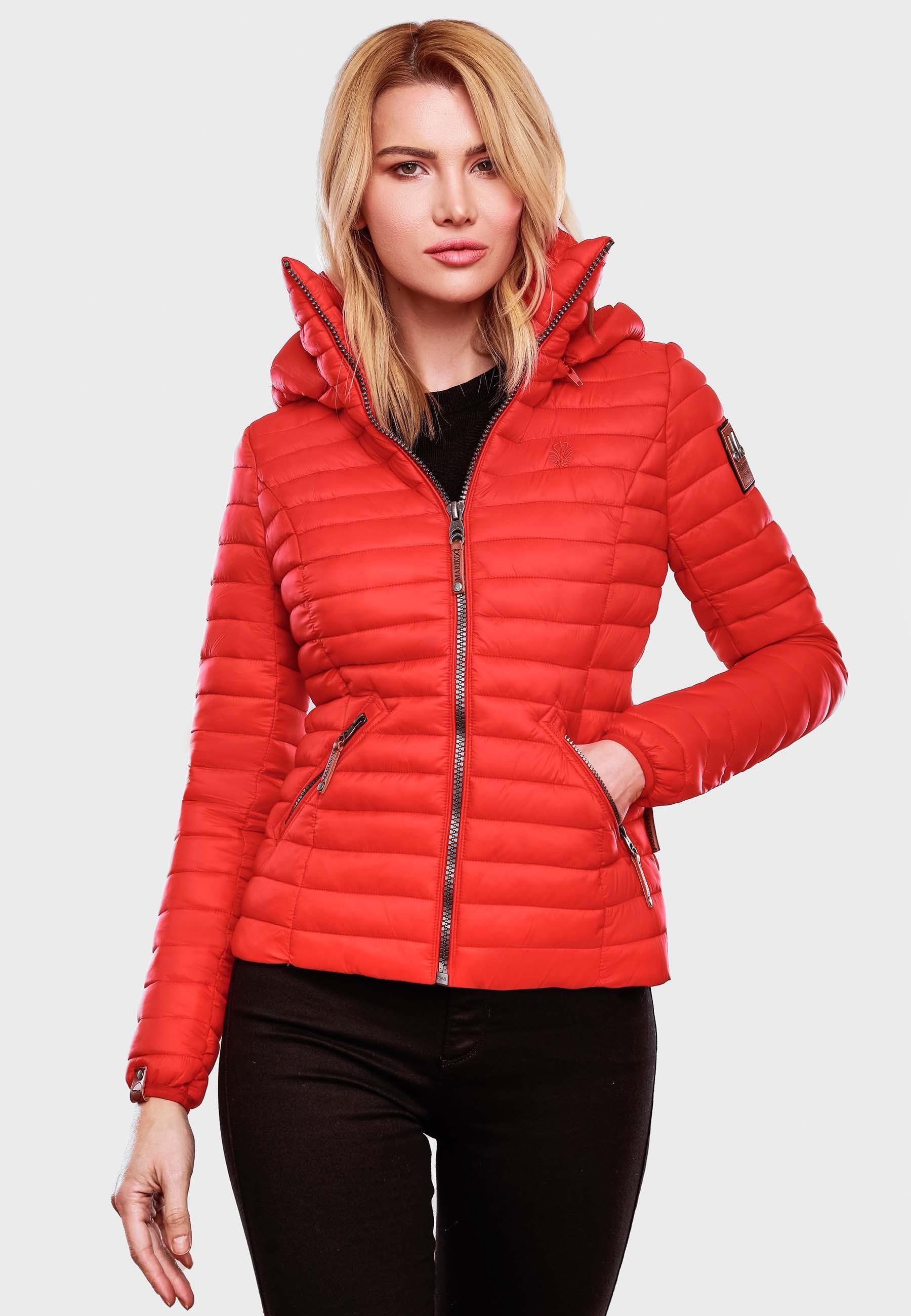 mit stylische Löwenbaby Kapuze feuerrot Übergangsjacke Steppjacke abnehmbarer Marikoo