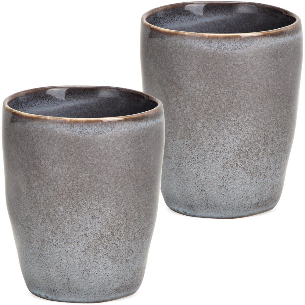 matches21 HOME &amp; HOBBY Becher Kaffeebecher Steingut Rand wellig ...