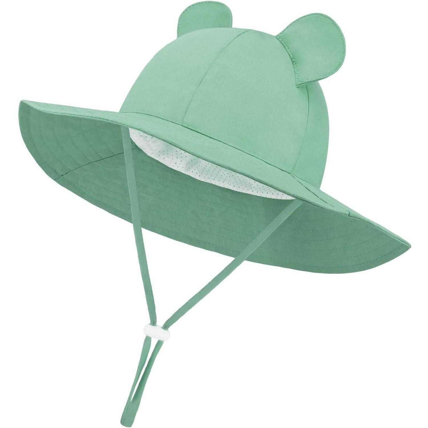 LuxusKollektion Sonnenhut Sonnenhut Baby Bärenohren Kinnriemen UV 1 Pc Bear Ears Green 4-7 Jahre
