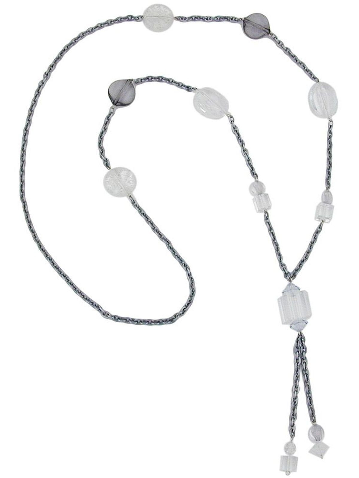 Gallay Perlenkette Perlen und Würfel kristall Aluminium Kunststoff 95cm (1-tlg)