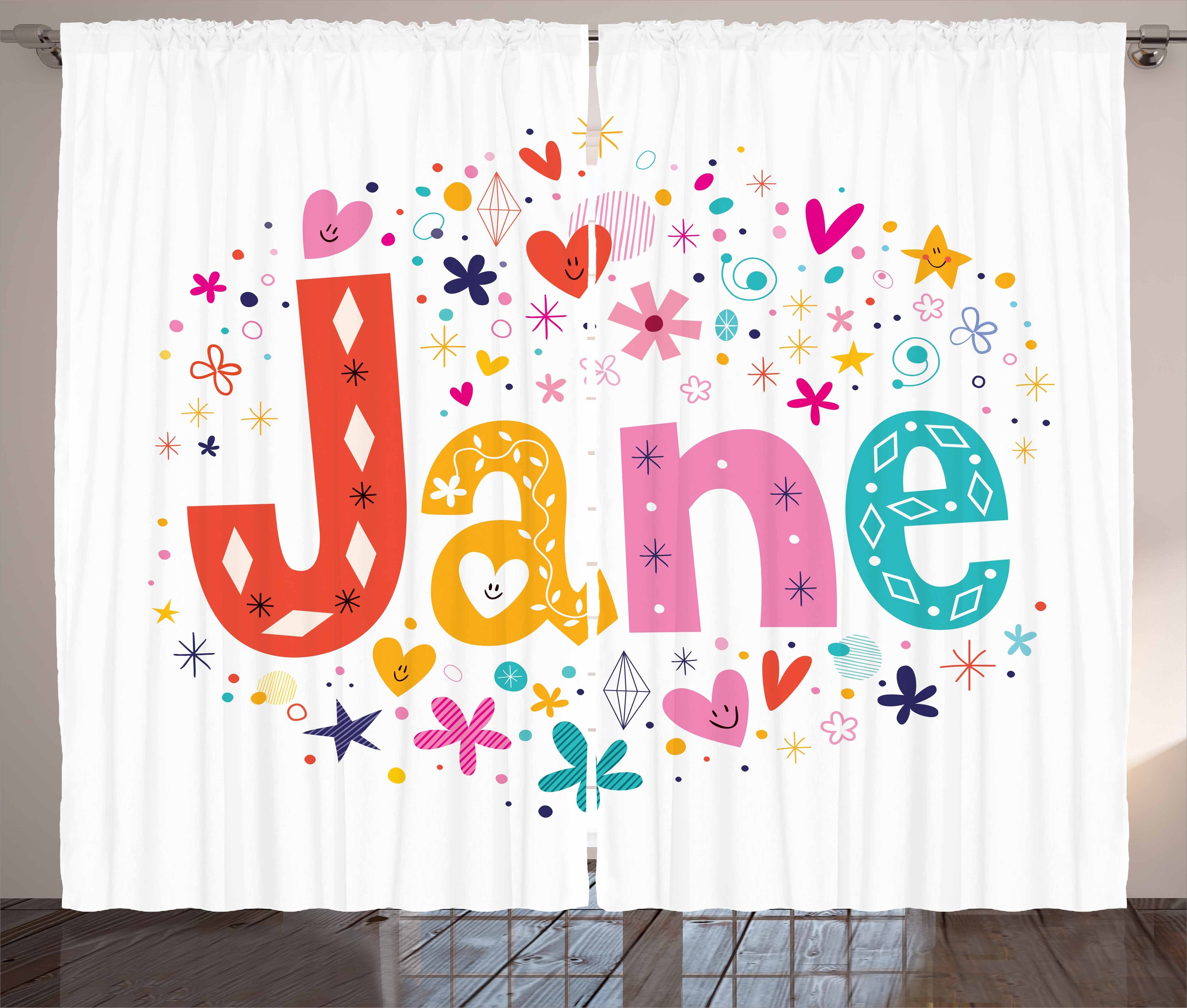 Gardine Schlafzimmer Kräuselband Vorhang mit Schlaufen und Haken, Abakuhaus, Jane Cartoon-Entwurf