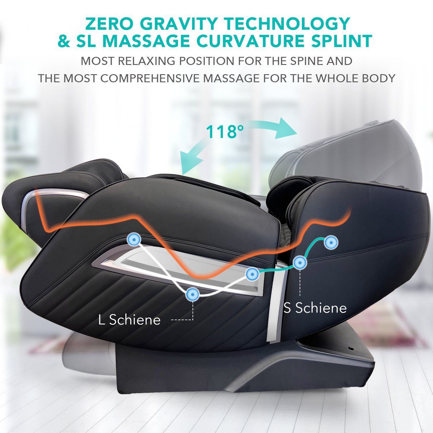 Aufbauservice Massagestuhl mit Wärmefunktion, Gewerbe NAIPO Zero-Gravity Massagesessel, für