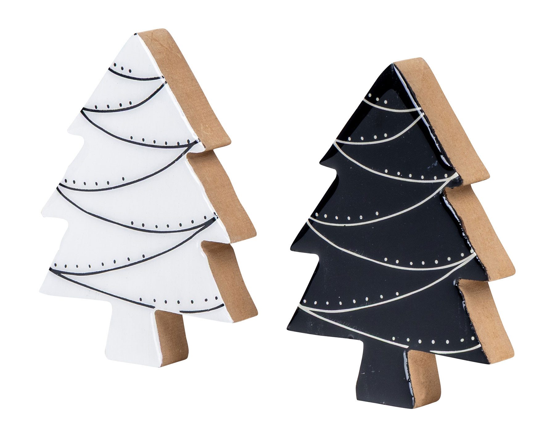 Levandeo® Weihnachtsfigur, 2er Set Deko Aufsteller Tanne H14cm Schwarz Weiß günstig online kaufen