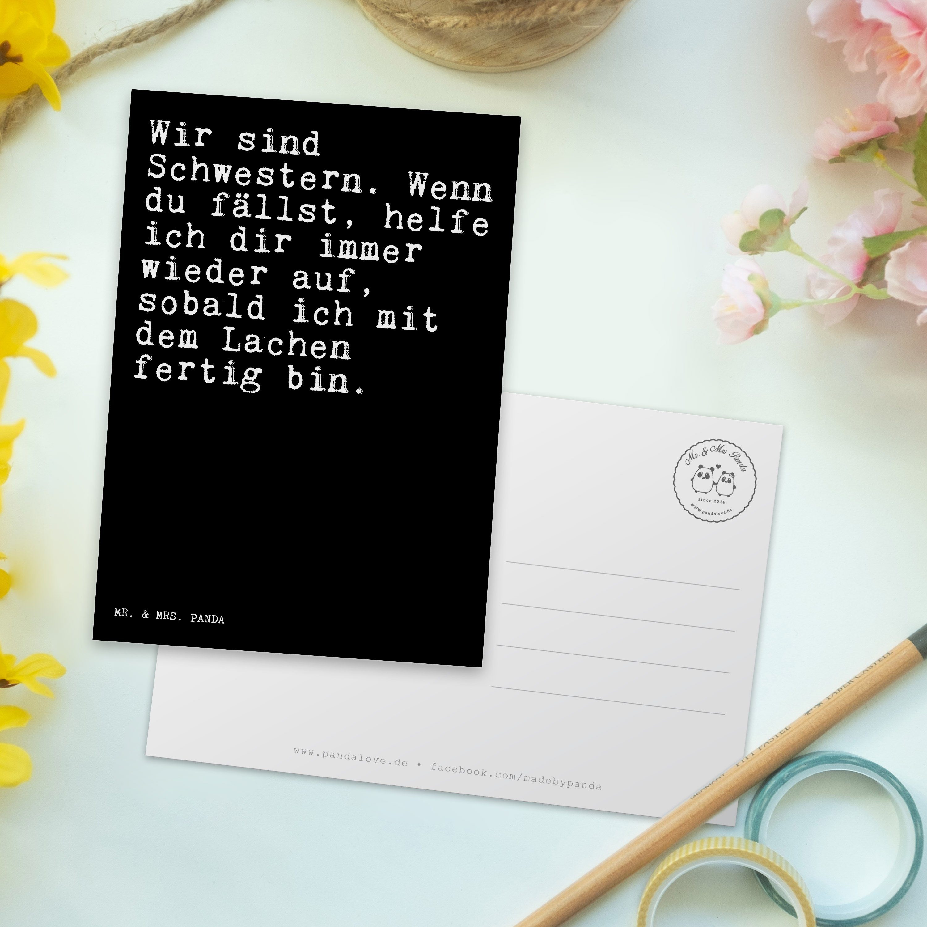 Mrs. Freundin, Geschenk, Schwestern. sind Mr. Wenn... - - Panda Postkarte Schwarz & Ansichts Wir