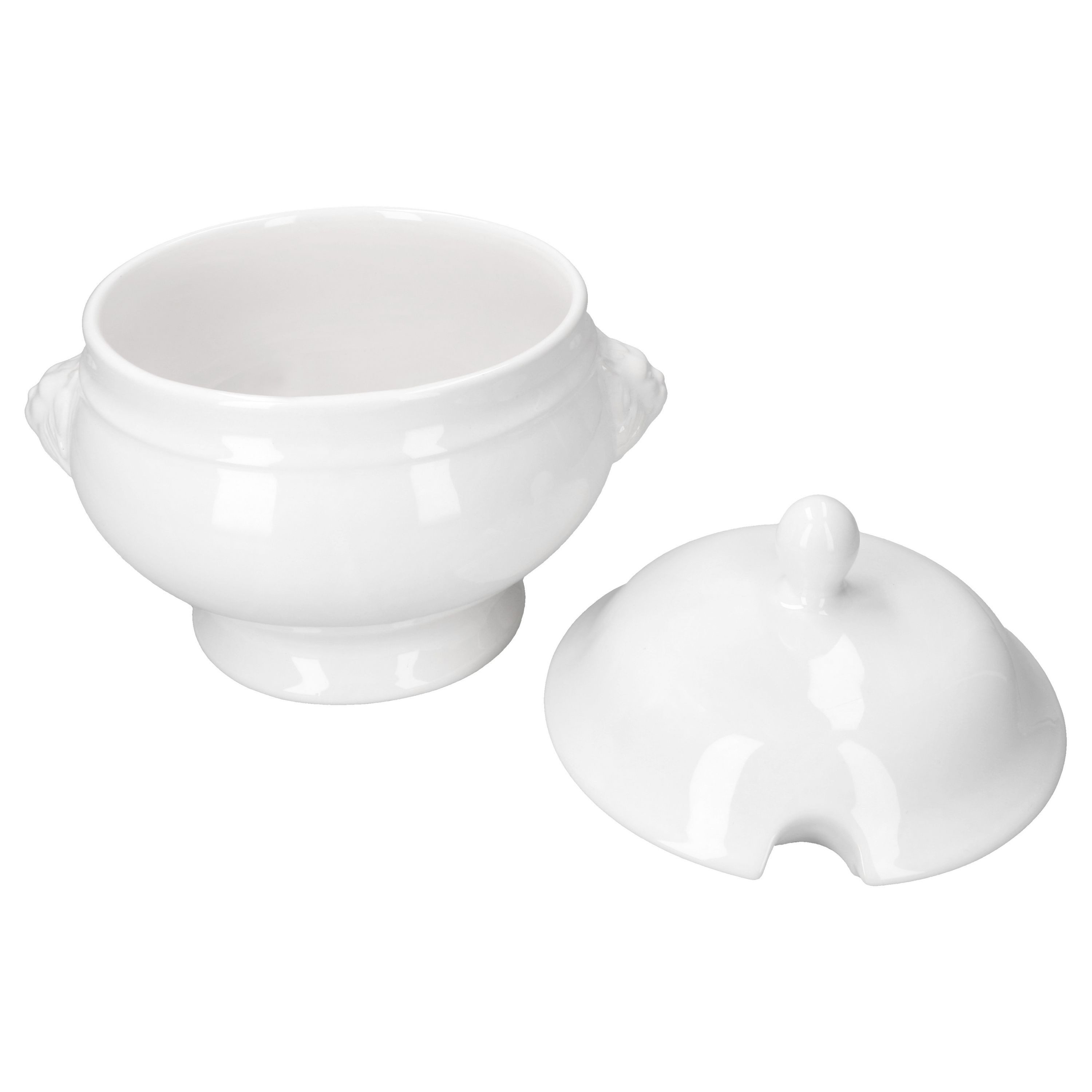 MamboCat Suppenschüssel LEO Löwenkopf-Terrine 2L mit Deckel weiß XL-Suppenschale Schüssel, Steingut