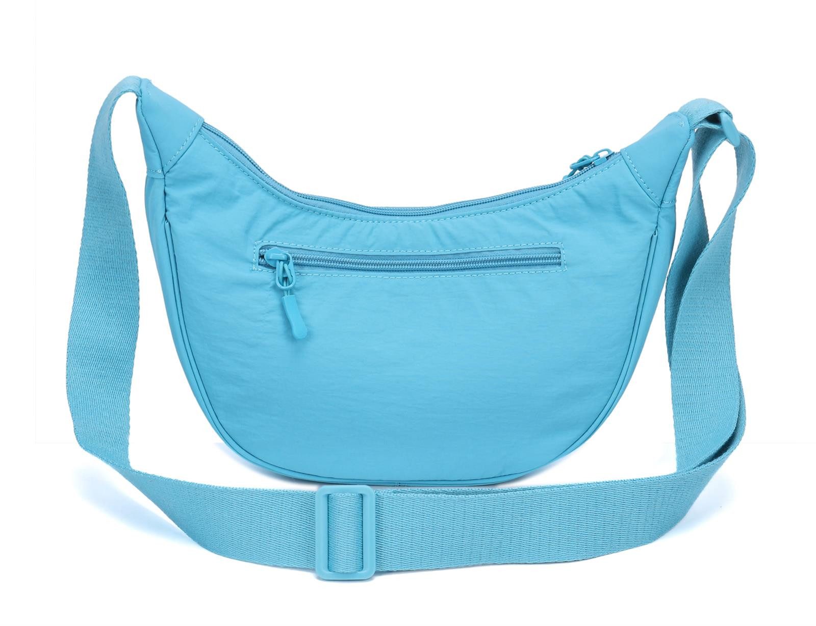 ITALYSHOP24 Schultertasche Damen Tasche Runde Brusttasche MOON Bag CrossBody Crossover Nylon, Umhängetasche Hüfttasche Slingntasche Reise sportlich-modernen Look