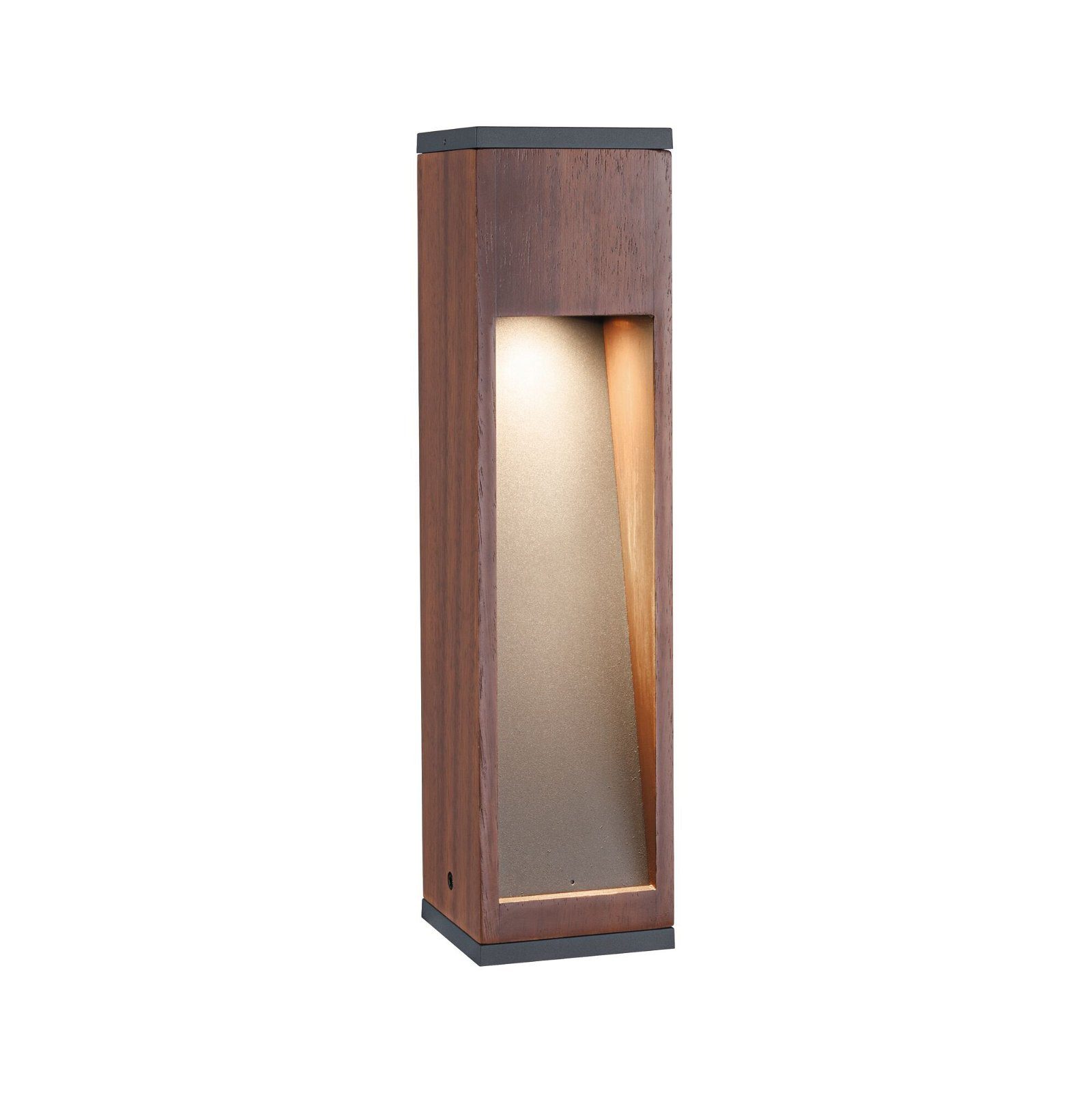 Paulmann Pollerleuchte Trabia IP44 eckig 3000K 3,5W 230lm 230V 38° GU10 Holz, LED fest integriert, Warmweiß