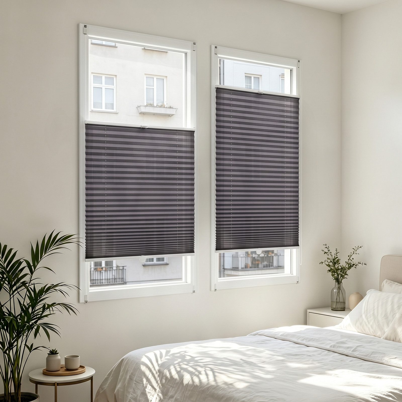 Salcar Plissee Plissee ohne Bohren Klemmfix Rollo verspannt für Fenster Lichtschutz, blickdicht mit Klemmträger im Fixmaß für Fenster und Türen – Bild 4 von 5