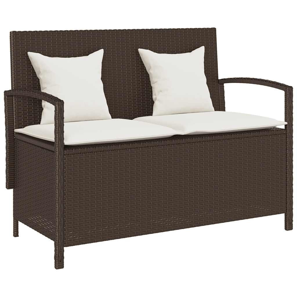 vidaXL Gartenbank Gartenbank mit Stauraum und Kissen Braun Poly Rattan (1-St)