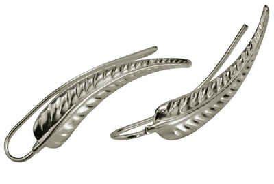 SILBERMOOS Paar Ohrklemmen Earcuffs im Blatt-Design, 925 Sterling Silber