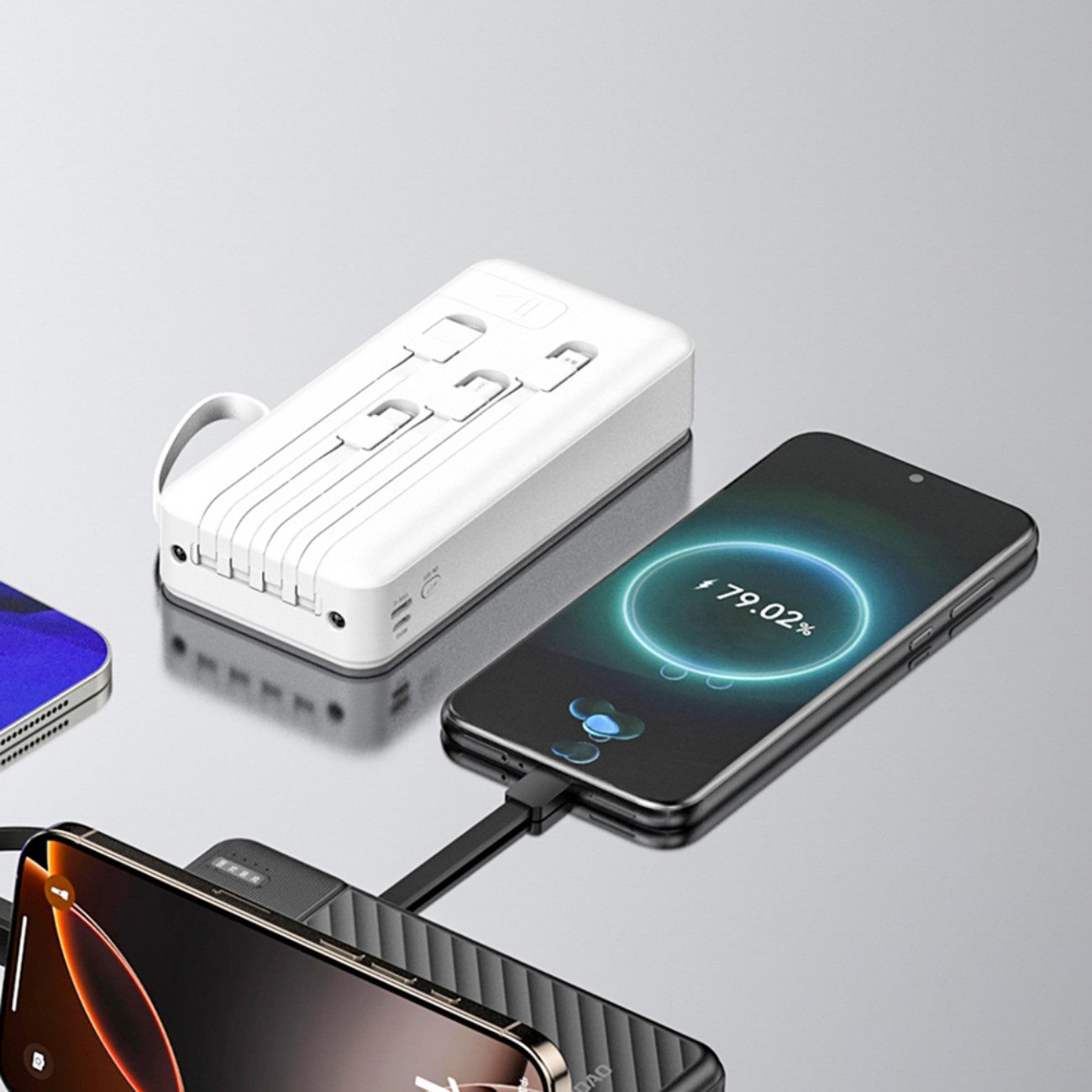 Dudao K11PRO Powerbank 20000 mAh (5 V), 20000 mAh Powerbank mit 4 integrierten Kabeln