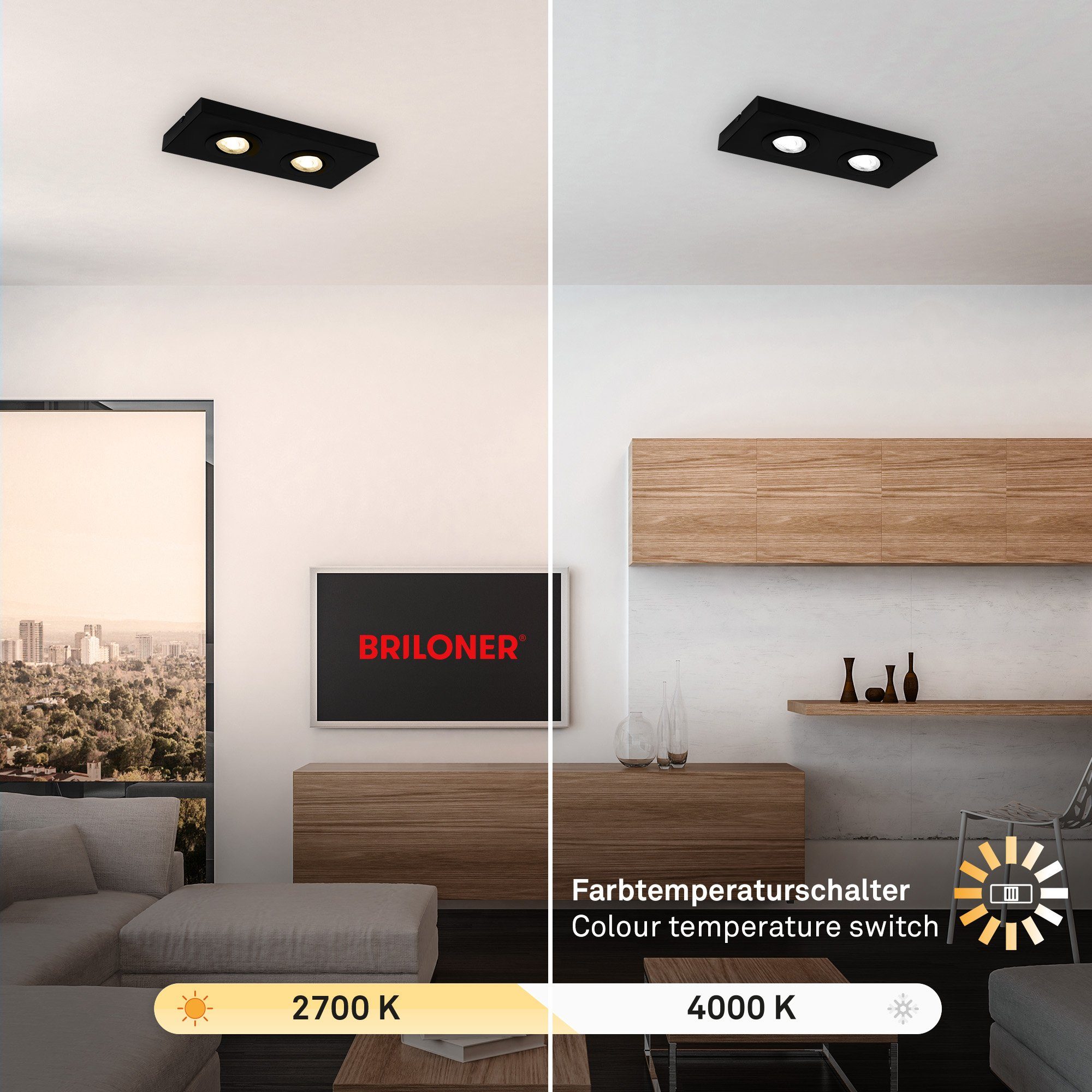 Neutralweiß, LED fest Briloner 3996025, verbaut, Leuchten Deckenleuchte Warmweiß