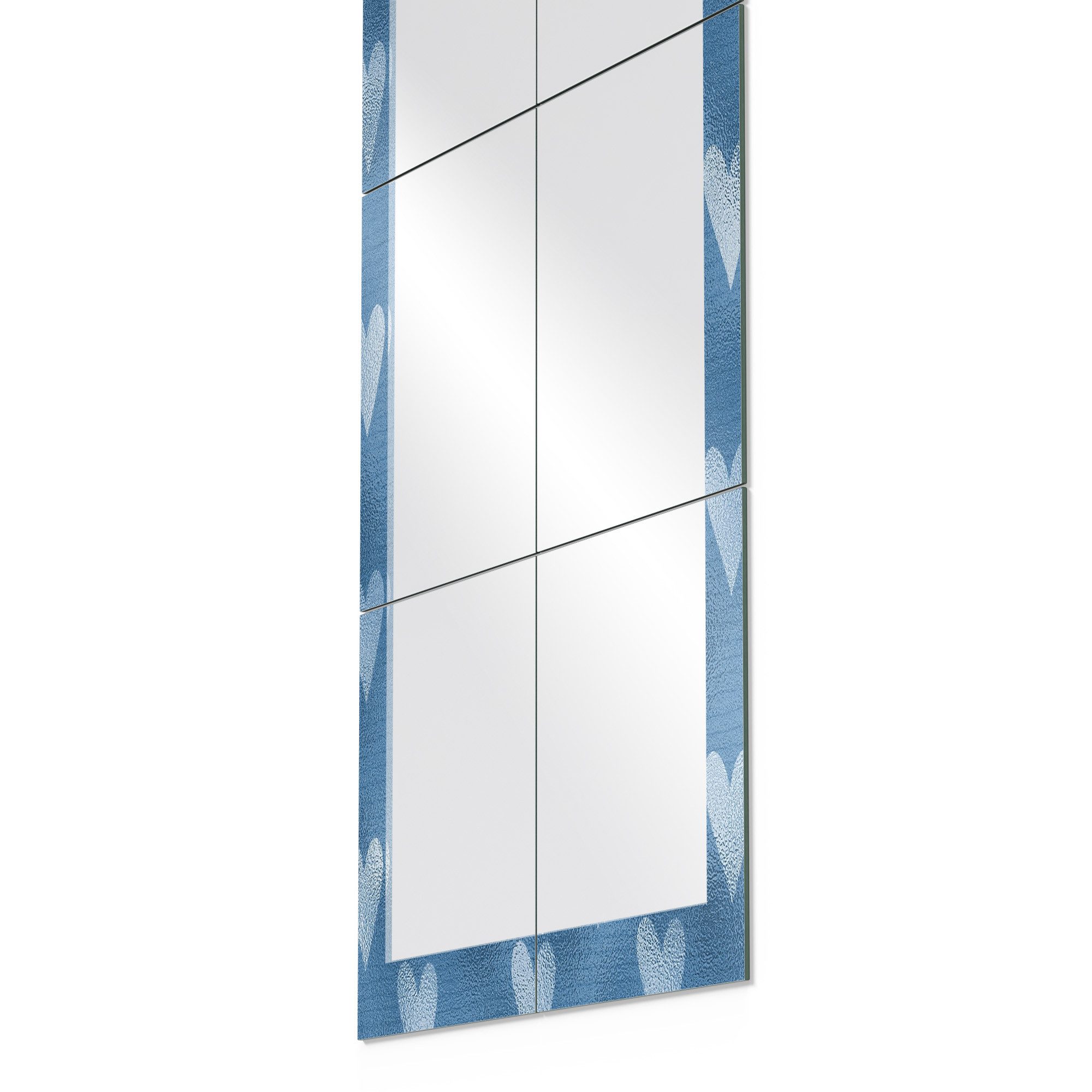 DEQORI Wandspiegel 'Zarte Silber-Herzen', Spiegelfliesen Puzzle Wand Spiegel Wohnzimmer Spiegelwand Flur groß