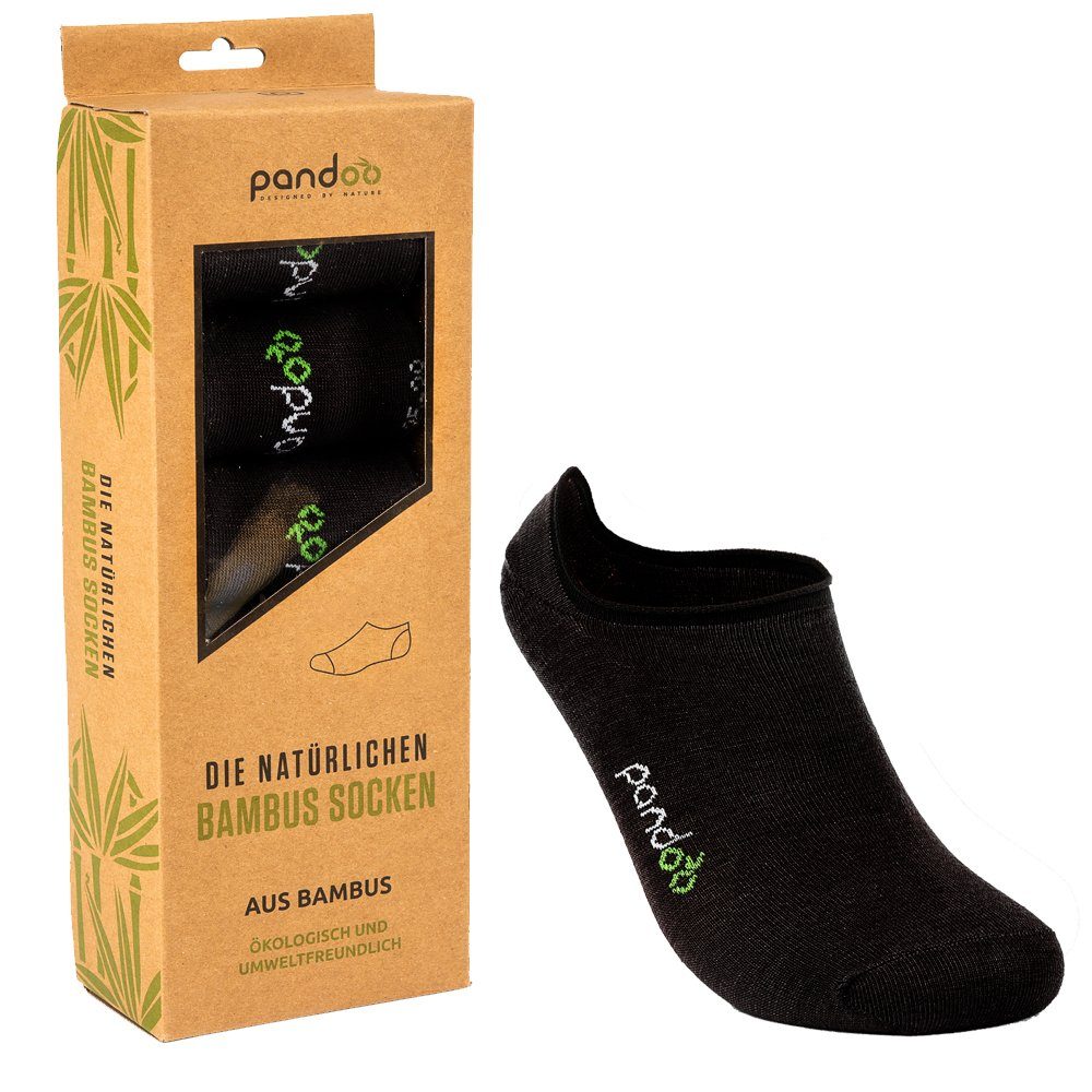 pandoo Kurzsocken Füßlinge, Knöchelsocken, Kurzsocken, 6er Pack - Viskose (Bambus Zellstoff) Schwarz