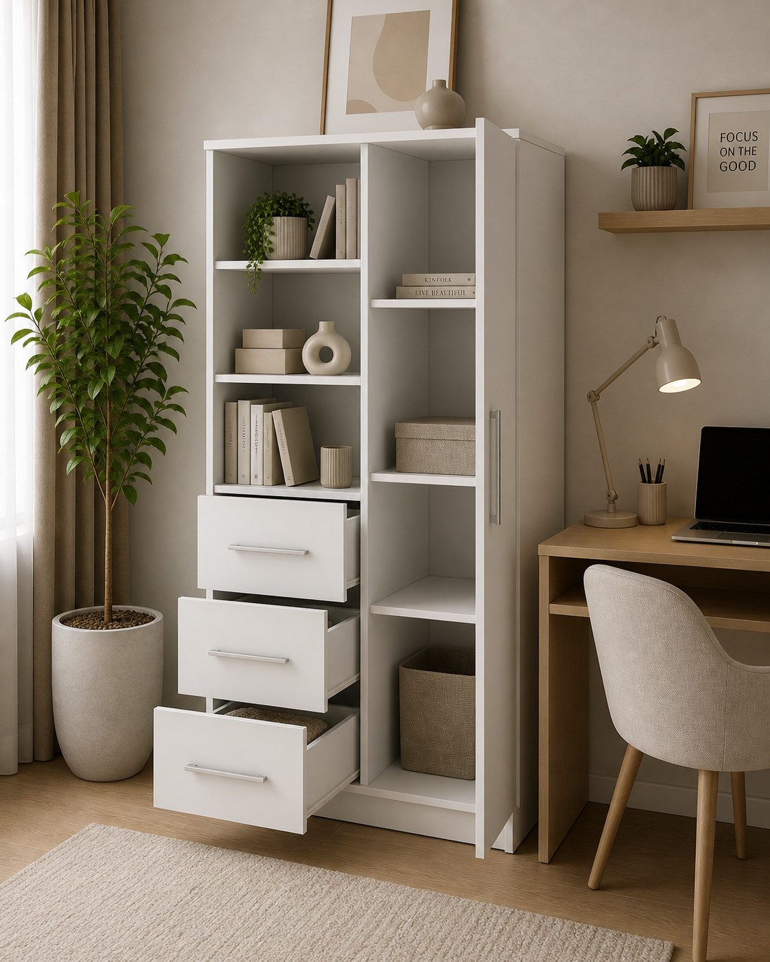 MOEBLO Kleiderschrank Marsala 05 (80cm, 1 Tuer, Schublade, Vitrine) (B x H x T): 80x160x40 cm