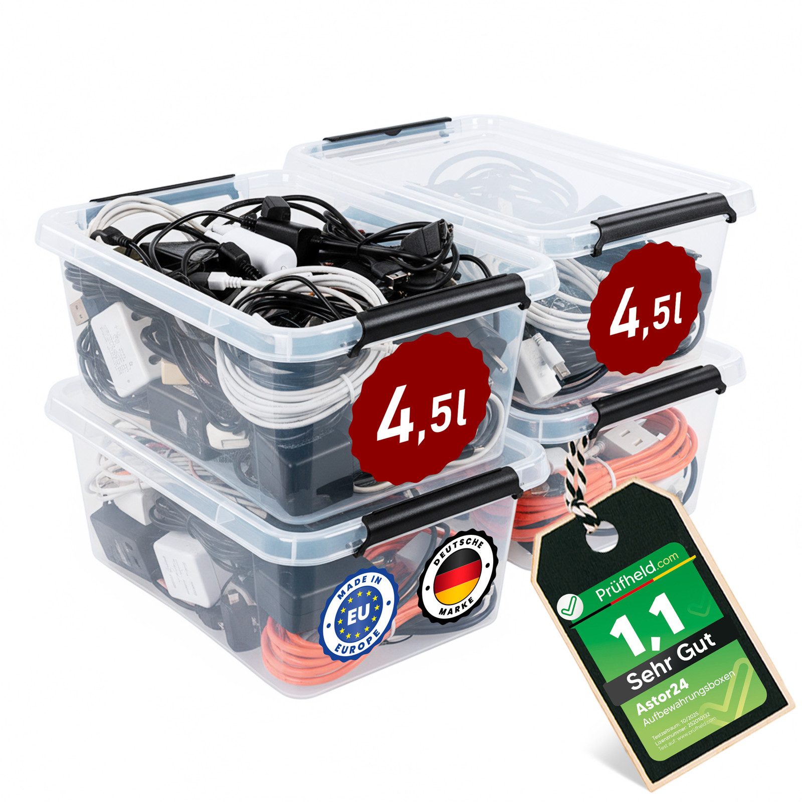 astor24 Aufbewahrungsbox Aufbewahrungsbox mit Deckel 4er Set Kunststoffbox günstig online kaufen