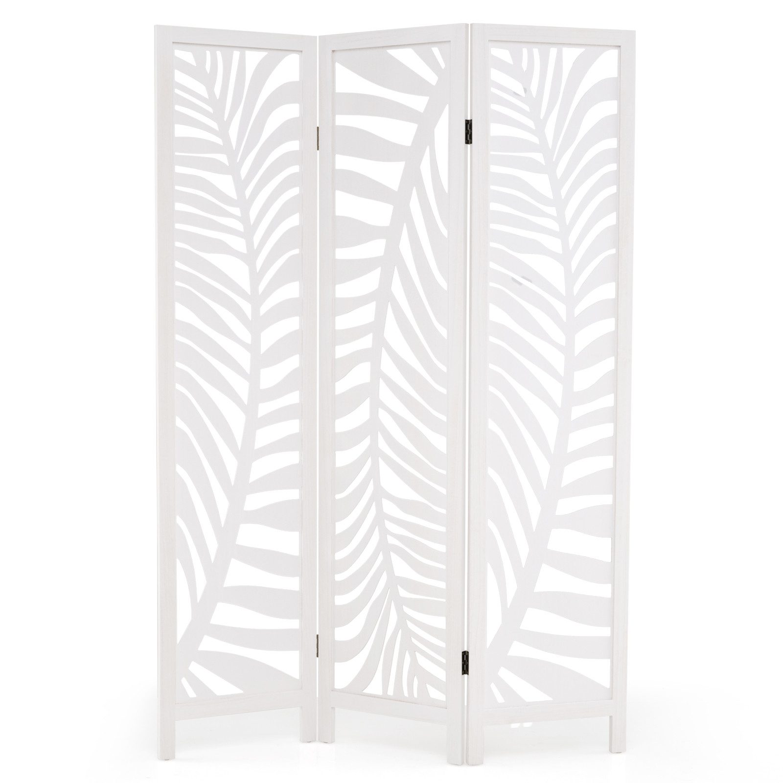 COSTWAY Paravent, 170x121cm, 3 tlg. Raumteiler Paulowniaholz klappbar günstig online kaufen
