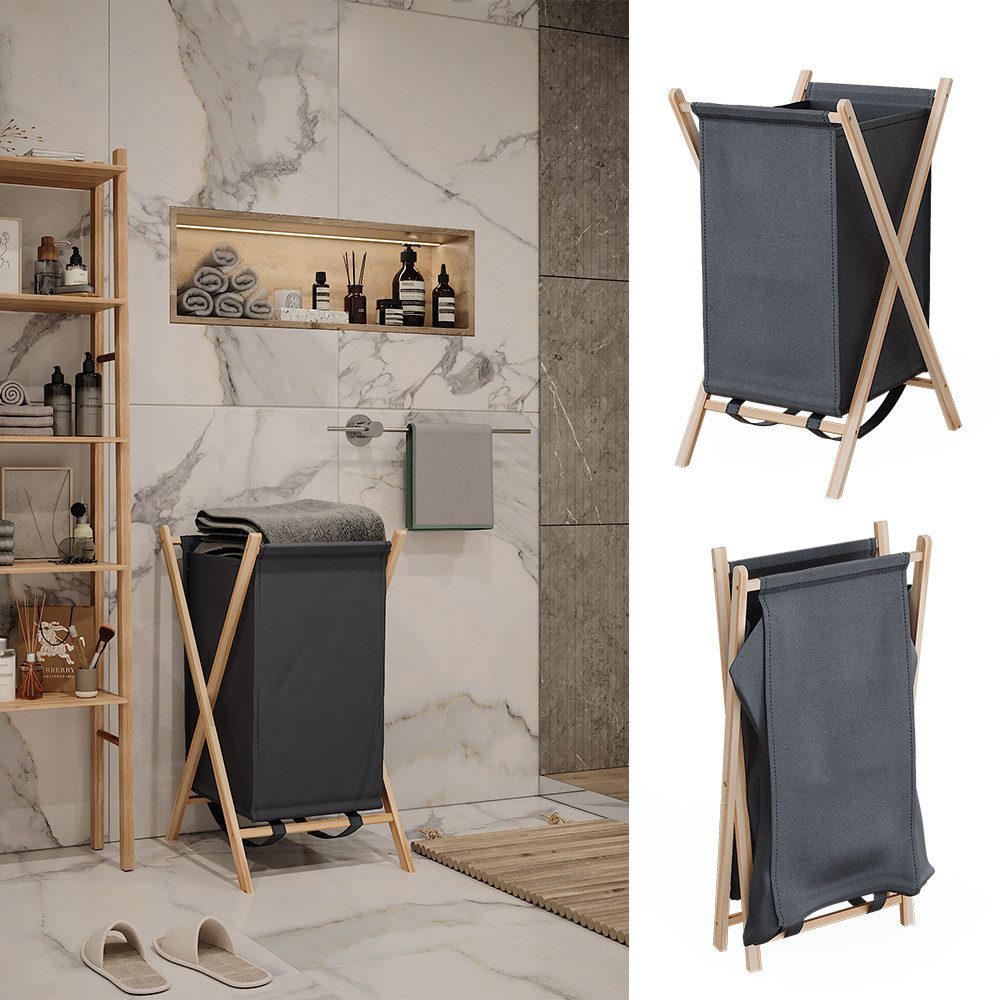 Vicco Wäscheschrank Bruno, Grau/Holz, 40 x günstig online kaufen