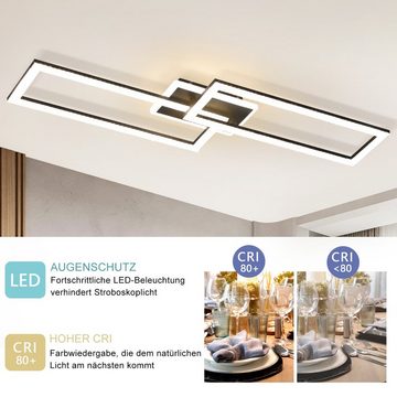 Nettlife LED Deckenleuchte Wohnzimmer Dimmbar mit Fernbedienung Schwarz 56W Metall Kristall, LED fest integriert, Warmweiß Neutralweiß Kaltweiß, Schlafzimmer küche
