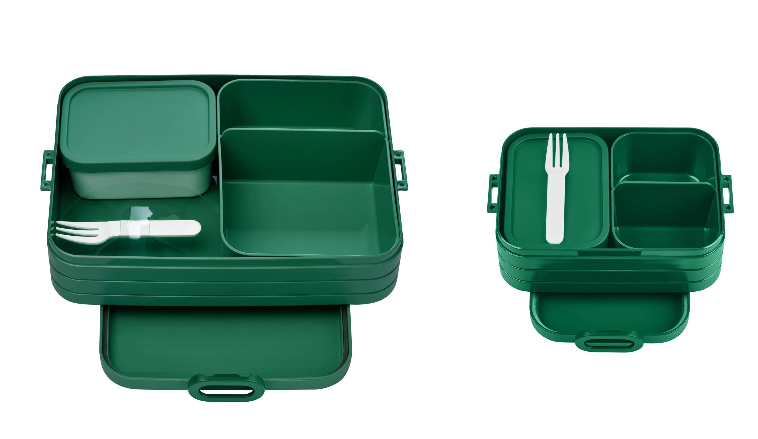 Mepal Lunchbox Bento-Lunchboxen Set Klein/Groß für bis zu 8 Butterbrote, TPE/pp/abs, Kunststoff, Vivid Green, mit Fächern, 2-teiliges Set