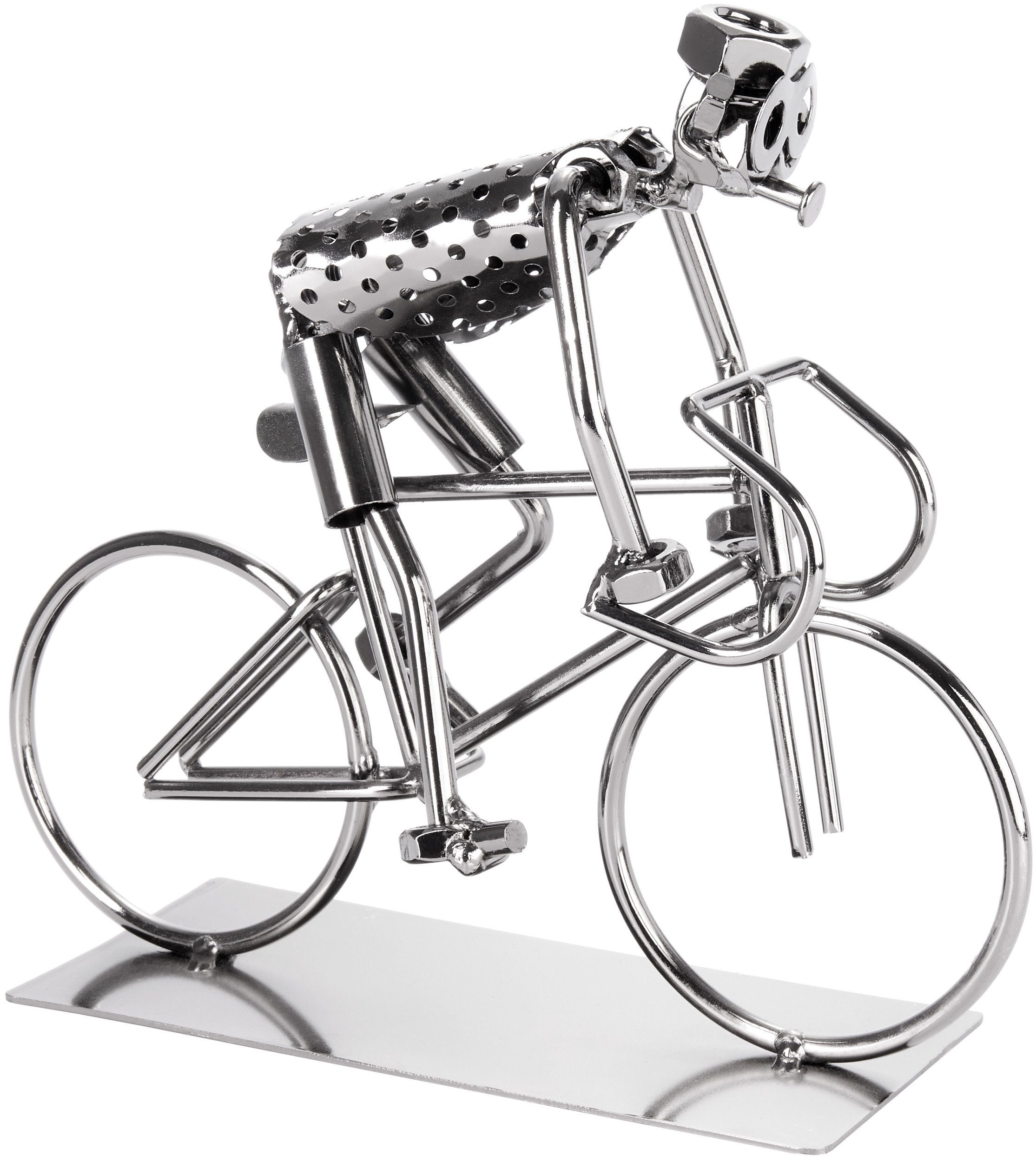 BRUBAKER Dekofigur Schraubenmännchen Fahrradfahrer - Fahrrad Eisenfigur Metallmännchen (1 St), Figur Geschenk für Radfahrer und Rennradfahrer