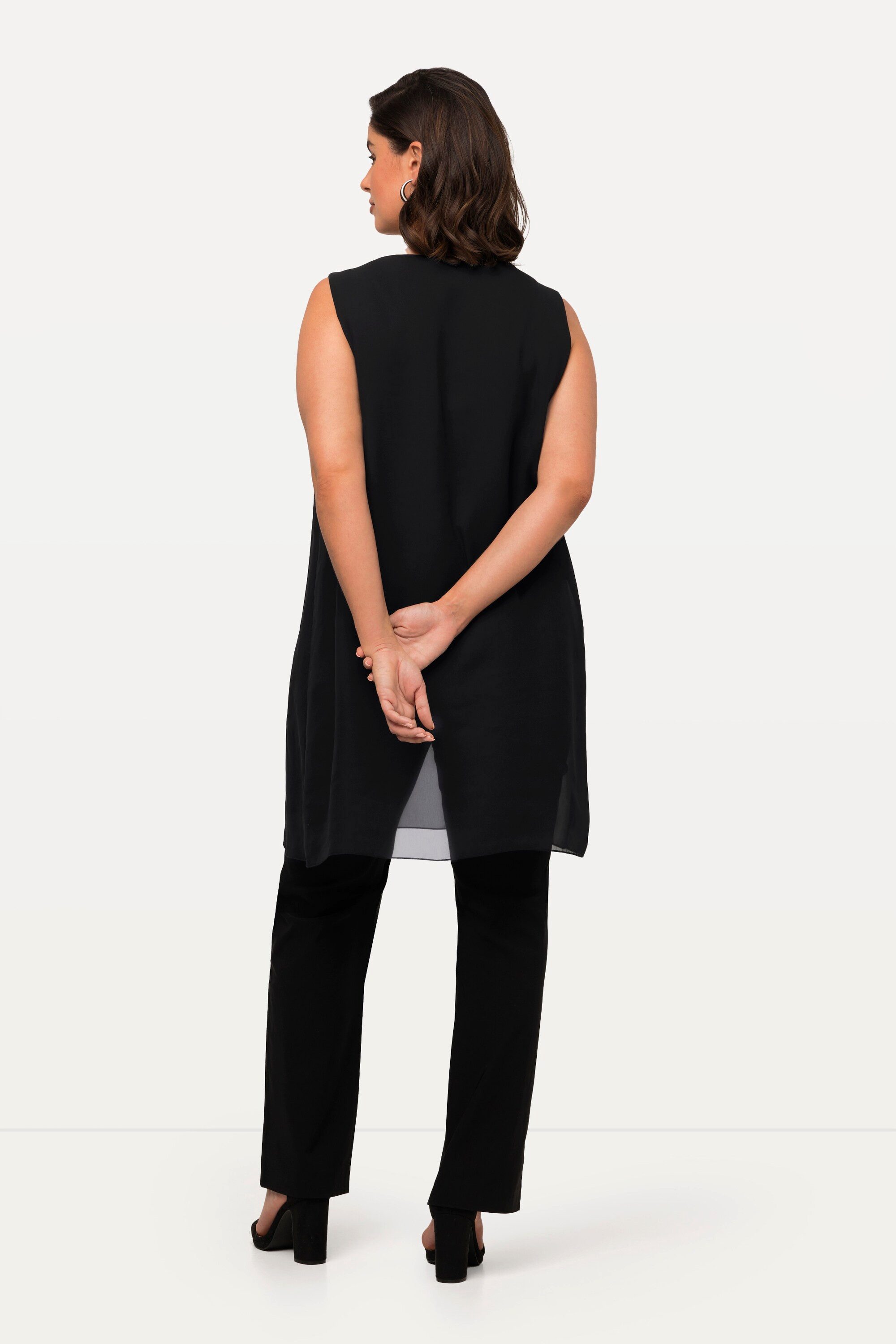 Ulla Popken Tunika Longtunika Ziersteine A-Linie Rundhals ärmellos