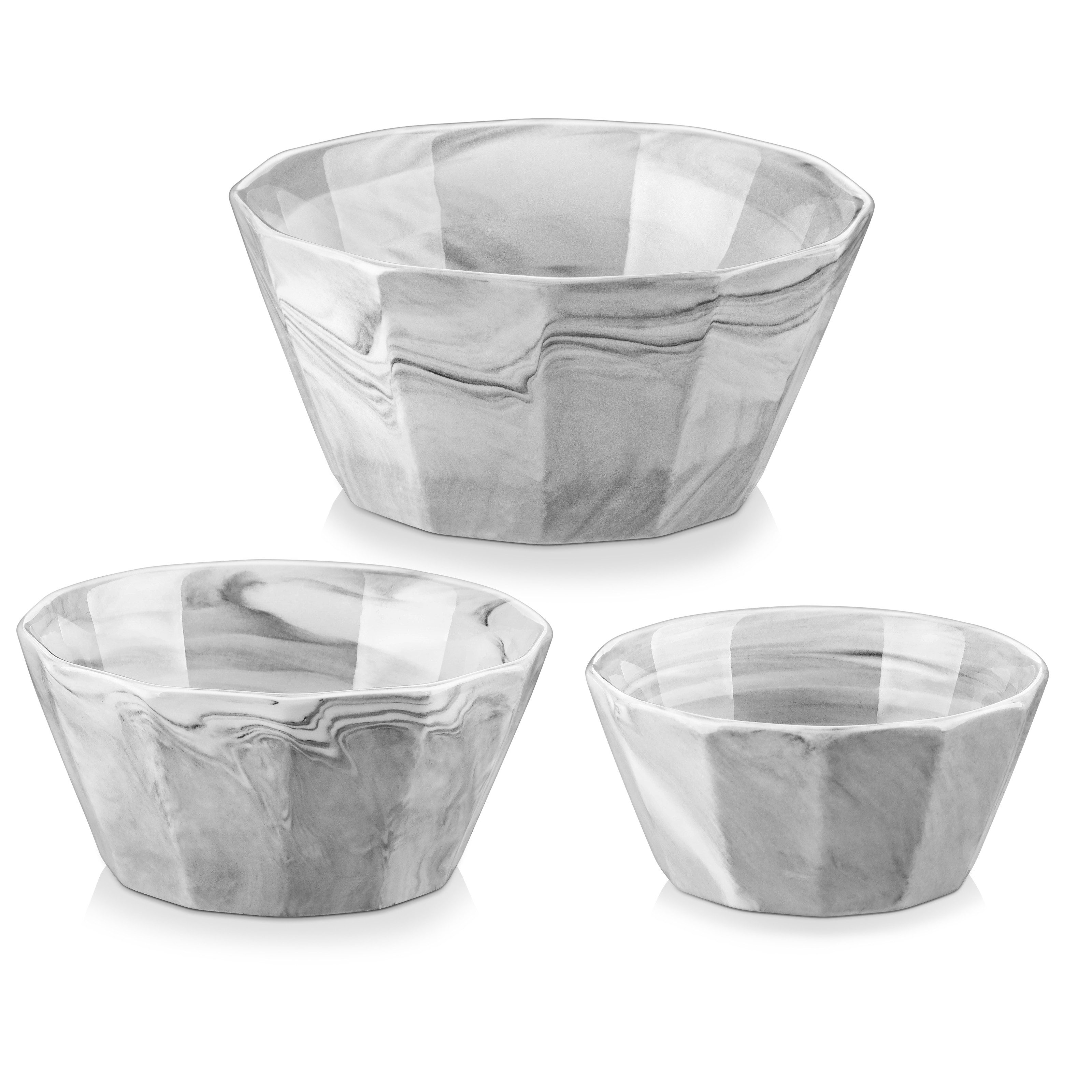MALACASA Schüssel 3tlg Schüssel Set, Porzellan Salatschüssel für 3, Porzellan, (3-tlg)