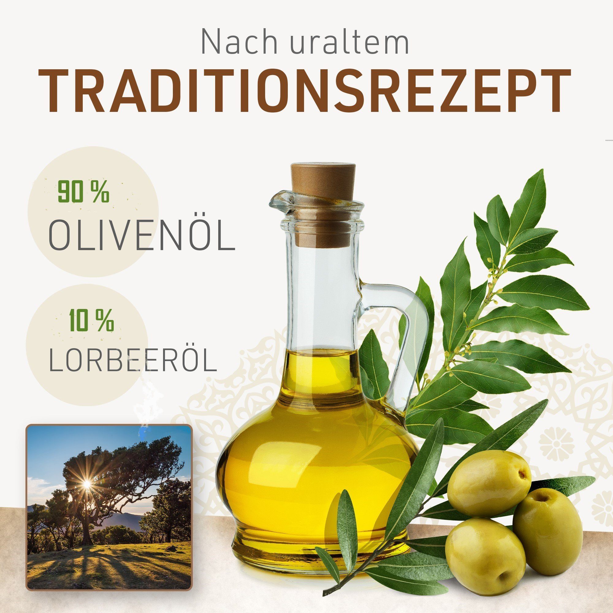 200 X Olivenöl, Duschseife Jumana Lorbeeröl Jumana originale - Feste Alepposeife, 1 90% g 10%