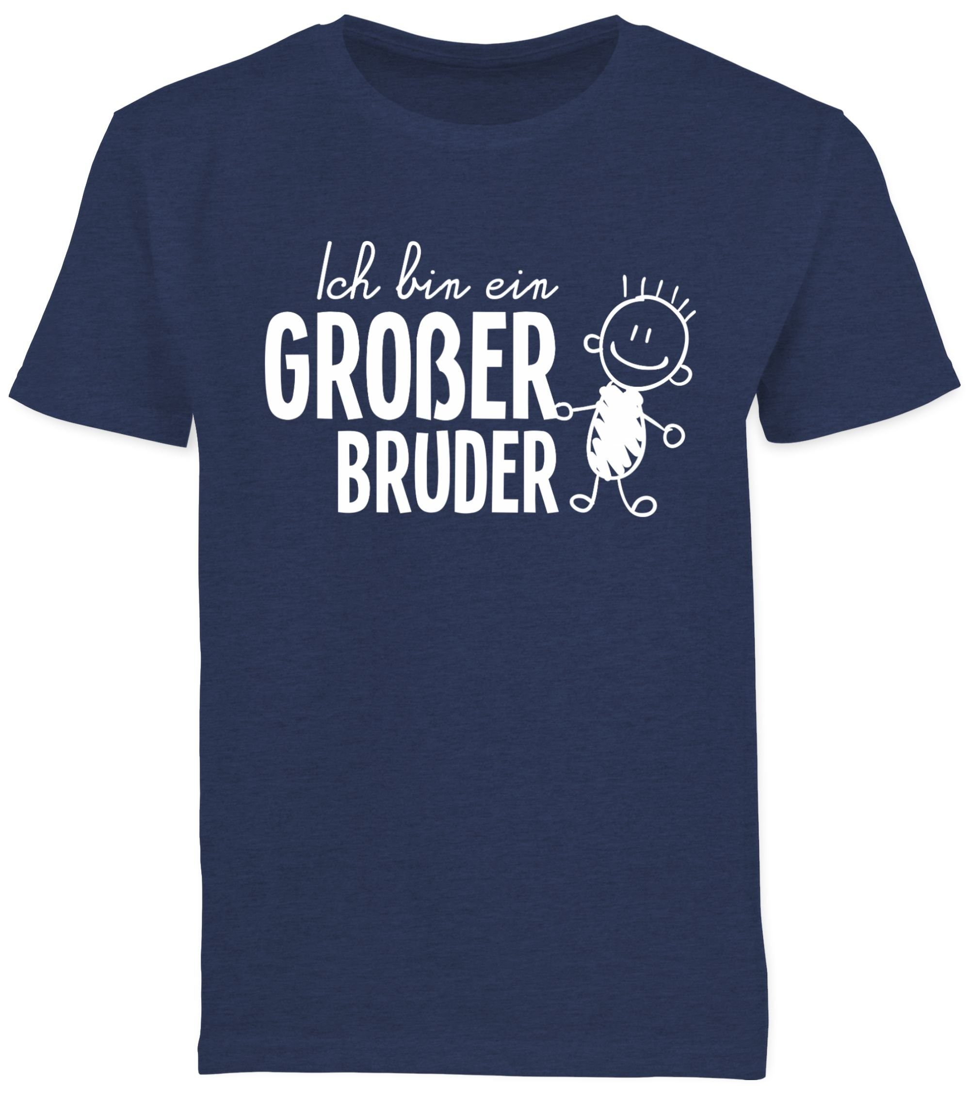 Shirtracer T-Shirt Ich bin ein Bruder Strichmännchen Bruder großer Dunkelblau 1 Meliert Großer