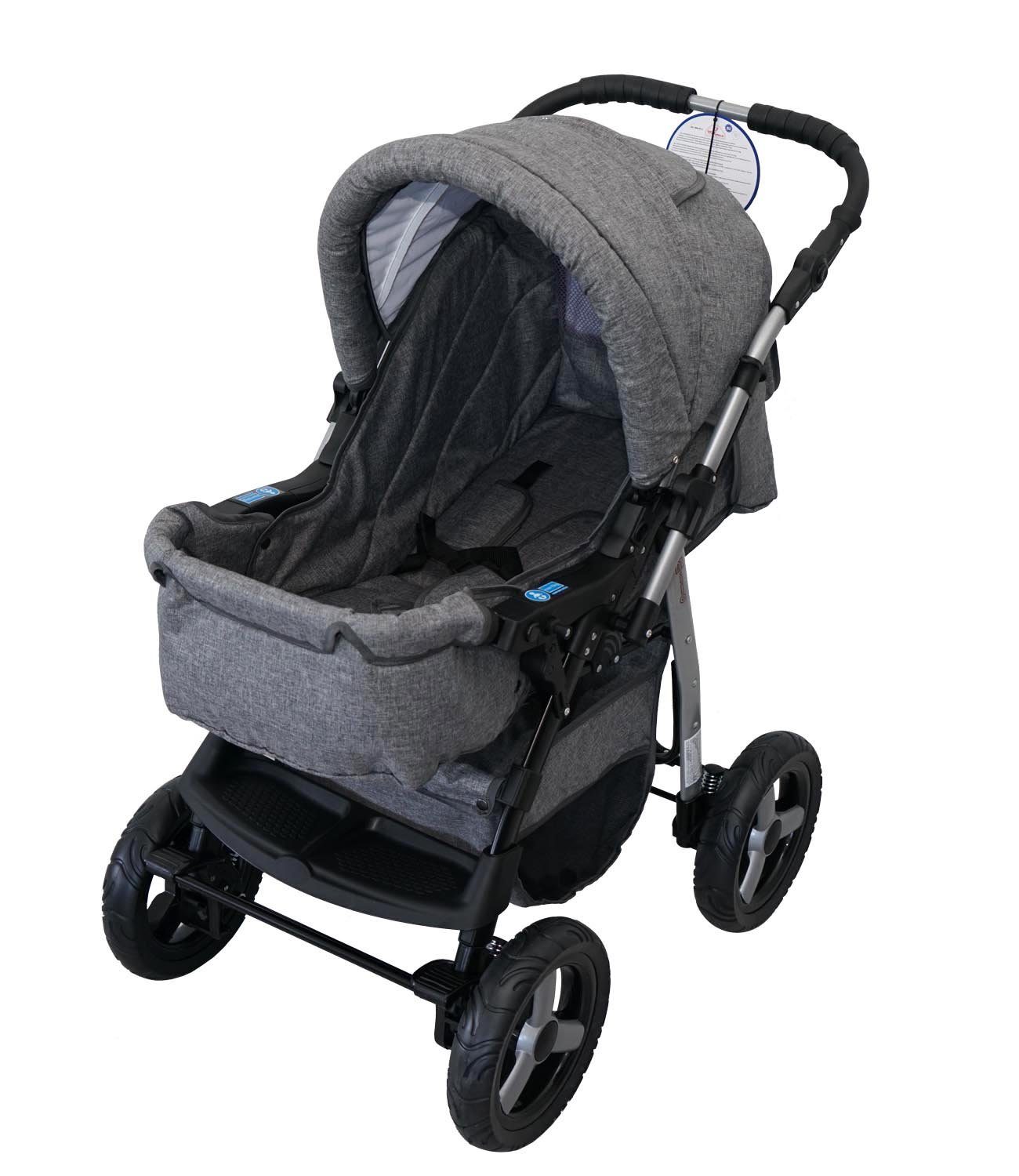 Clamaro combination stroller, Milo combination stroller, baby buggy, 3-in-1 set with infant car seat 0-13kg for Isofix