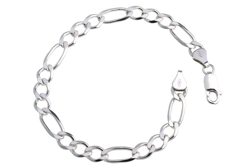 Silberkettenstore Silberarmband Figarokette Armband 6,5mm - 925 Silber, Länge wählbar von 16-25cm