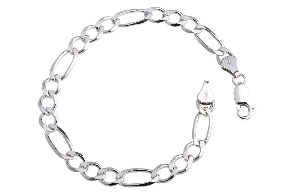 Silberarmband Figarokette Armband 6,5mm - 925 Silber, Länge wählbar von 16-25cm