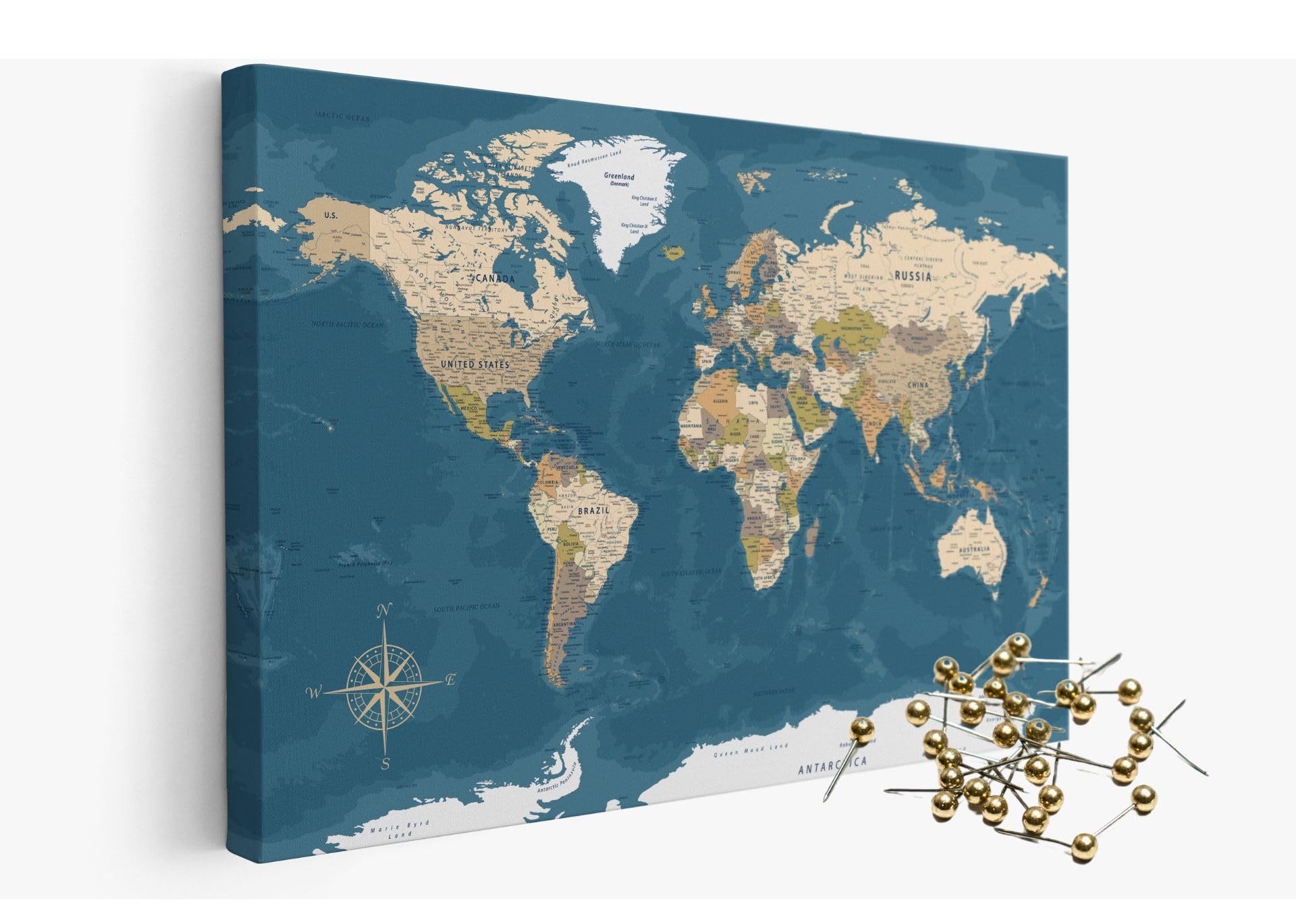 framed concept Leinwandbild als Weltkarte-Pinnwand, pinne Deine Reisen und günstig online kaufen