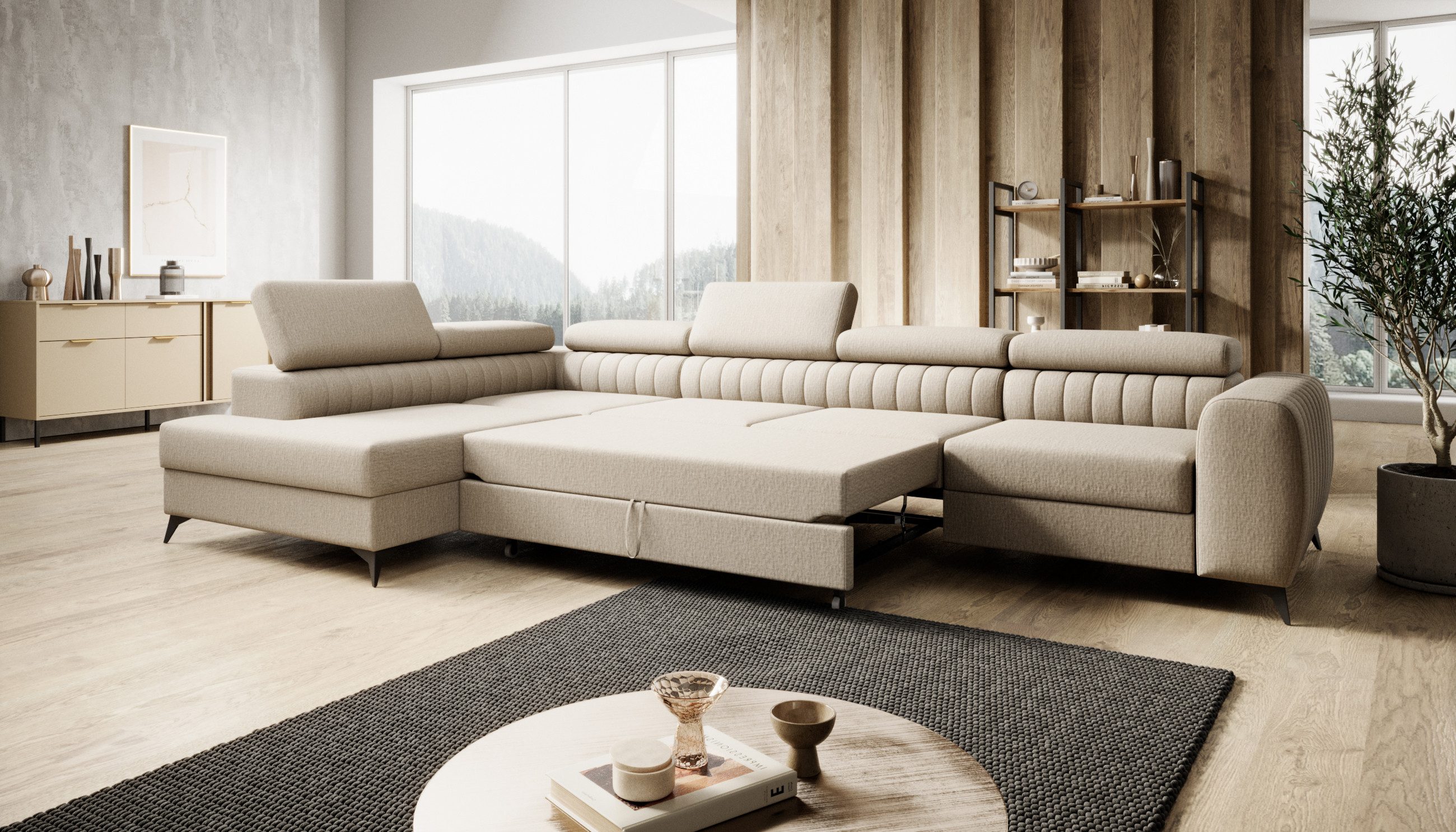 Muffo Ecksofa Piero maxi, mit Schlaffunktion und Bettkasten, Verstellbare K günstig online kaufen