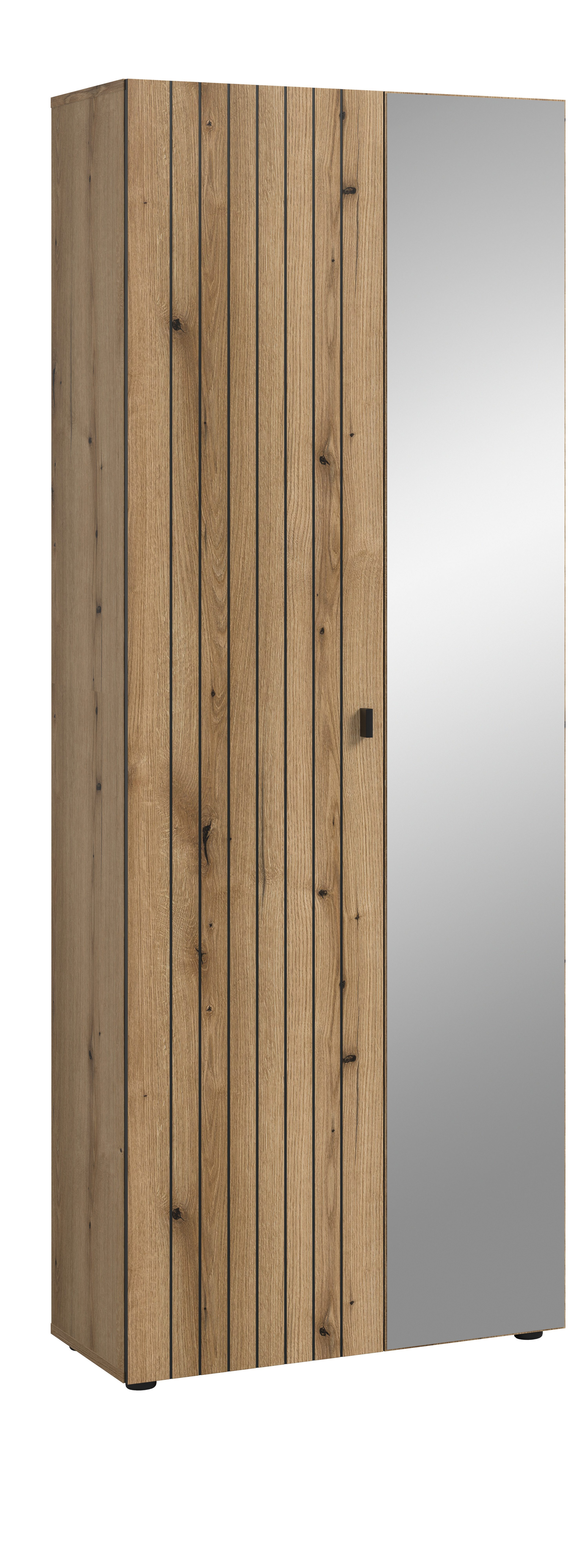 furnling Garderobenschrank Stalon ausziehbare Kleiderstange, Rillenfräsung in Paneeloptik, Höhe 192 cm