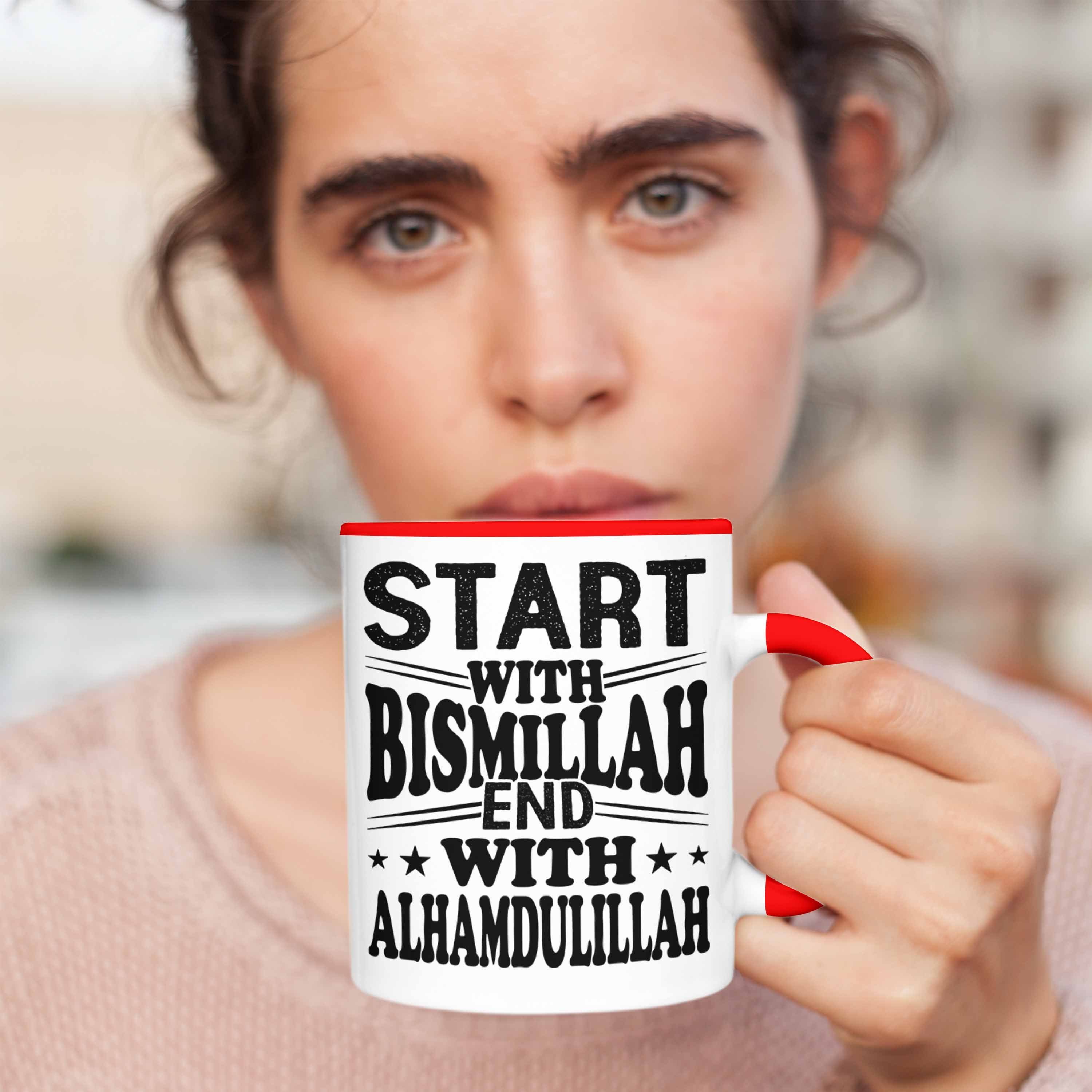 Tasse Muslime End With Bismillah Tasse Geschenk Start Gla Alhamdulillah Trendation Rot With