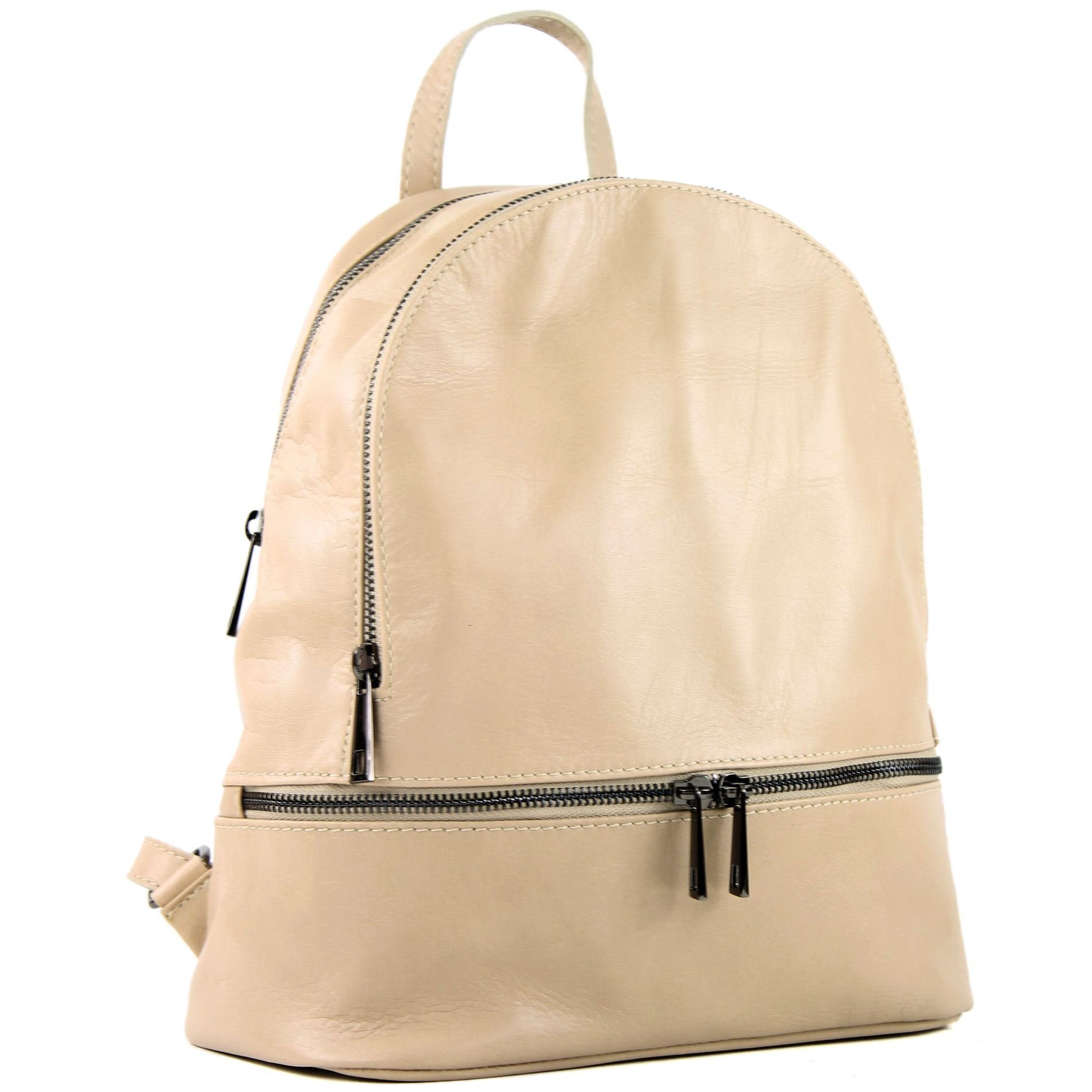 modamoda de Rucksack T137v4, Echtleder Handmade in Italy Beige