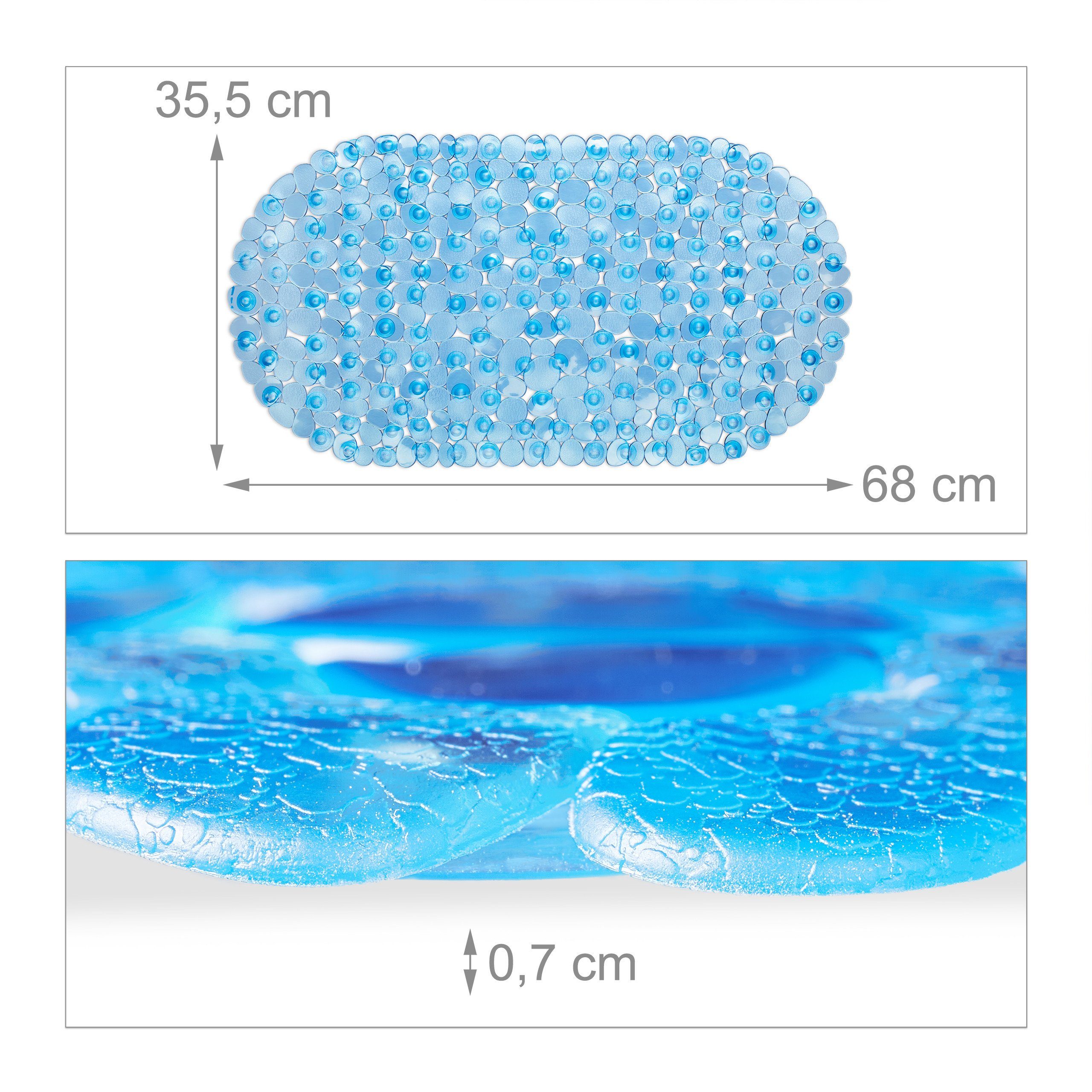 relaxdays Badematte Badewannenmatte Steinoptik bunt, Höhe 7 mm, Material: 100 % PVC (Kunststoff), Waschbar bei 30 °C, Optimale Wasserablauf dank kleiner Zwische – Bild 4 von 5