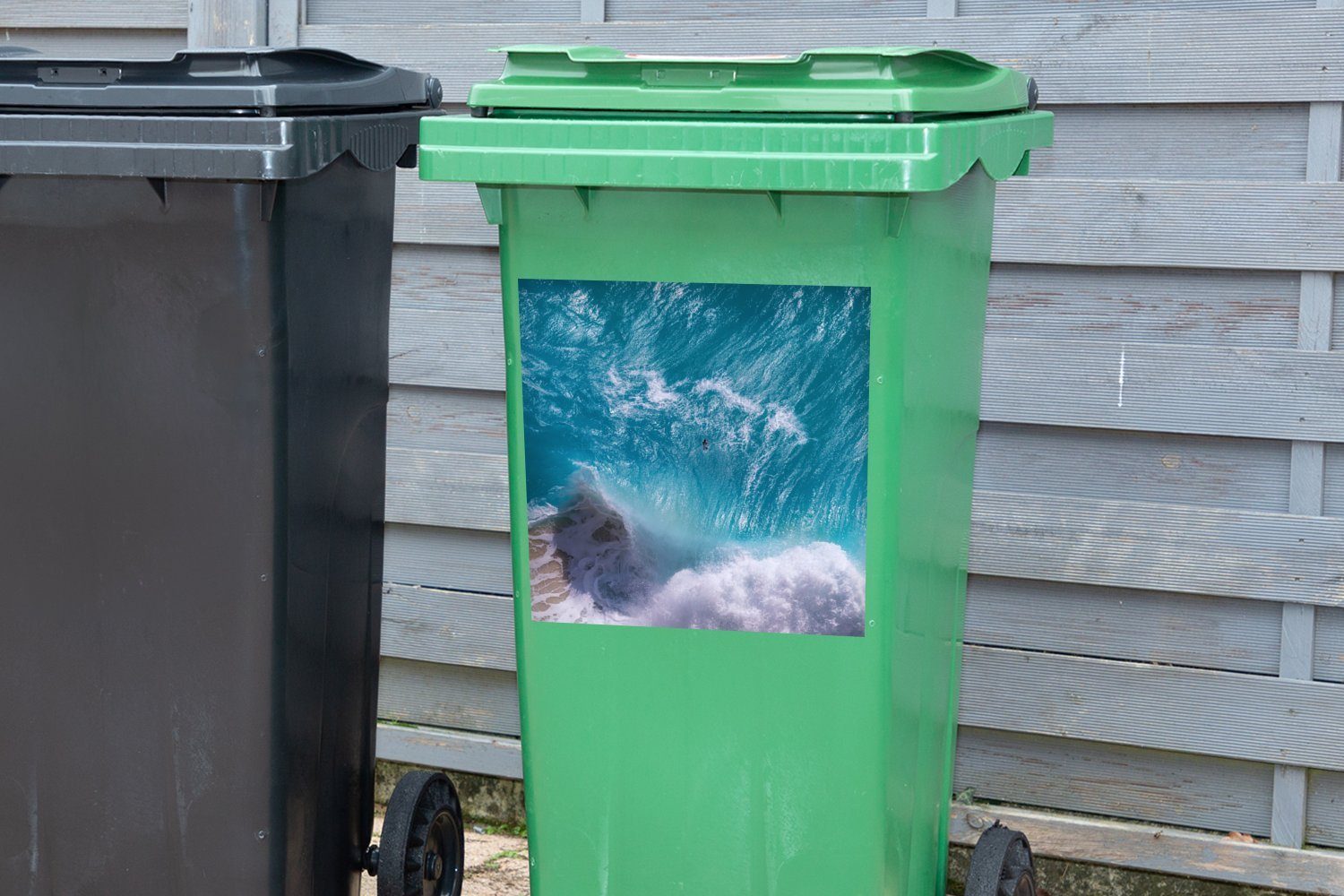 Strand St), Container, Sticker, Kelingking Abfalbehälter Wellen Blaue Mülltonne, Mülleimer-aufkleber, in (1 Wandsticker Indonesien MuchoWow am
