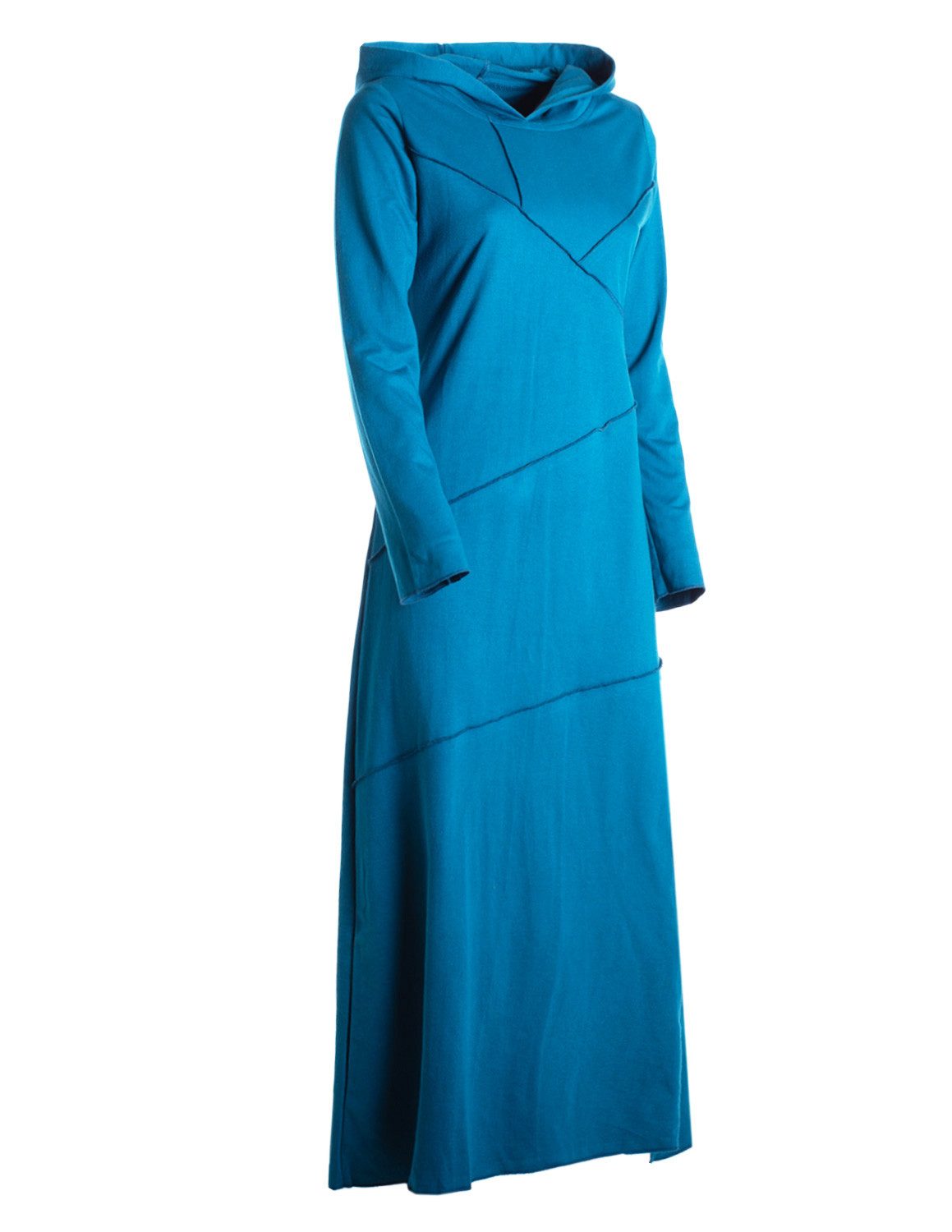 Vishes Maxikleid Damen knöchellanges Kleid Baumwolle Patchwork Design Kapuz günstig online kaufen