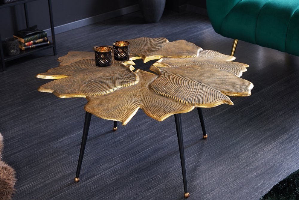 riess-ambiente Couchtisch GINKGO 95cm gold / schwarz (Einzelartikel, 1-St), Wohnzimmer · Metall · Handarbeit · Unikat · Urban Jungle | Couchtische